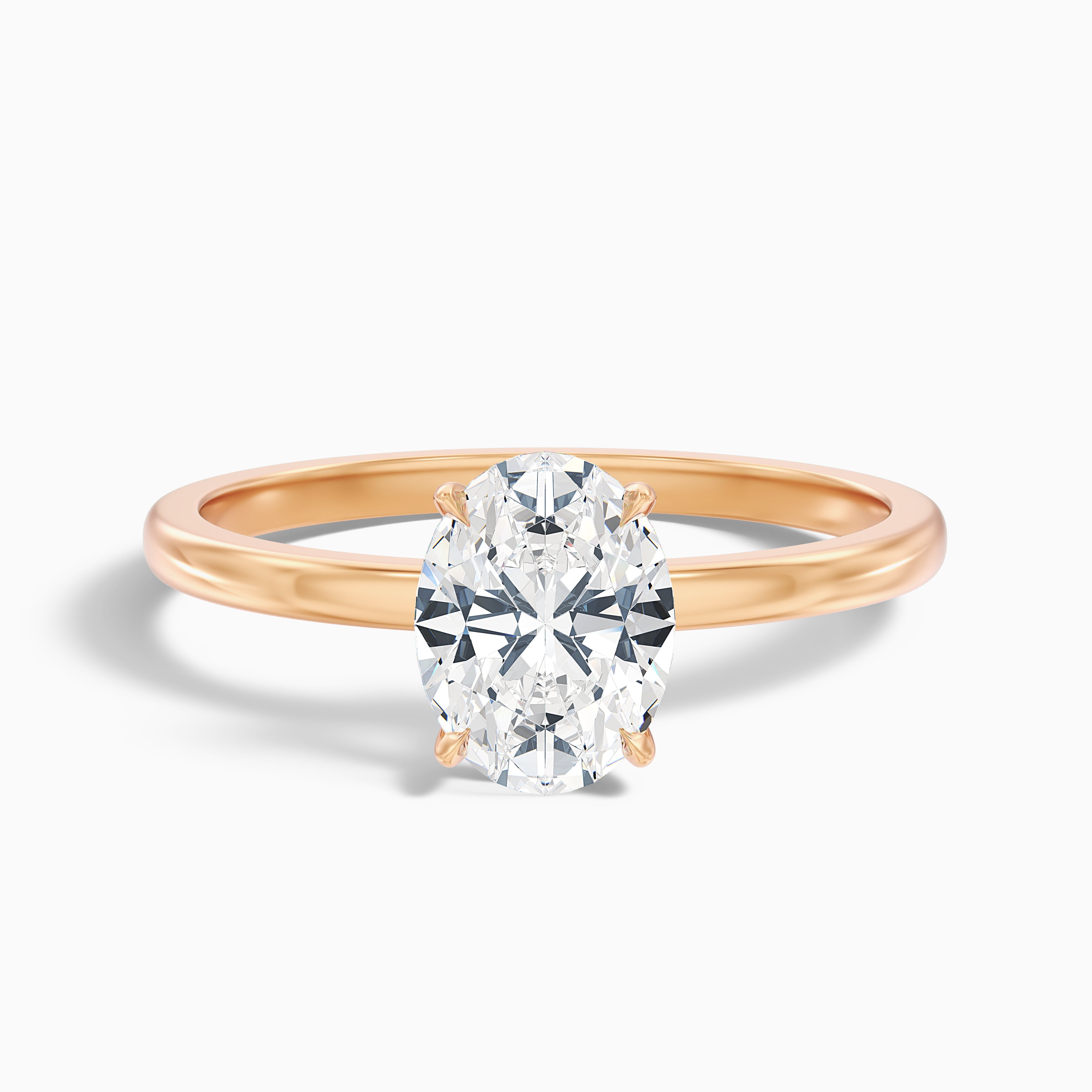 Kaley 2 Carat Oval Cut Low Profile Solitaire Lab Grown Diamond Ring in 18k Yellow Gold
