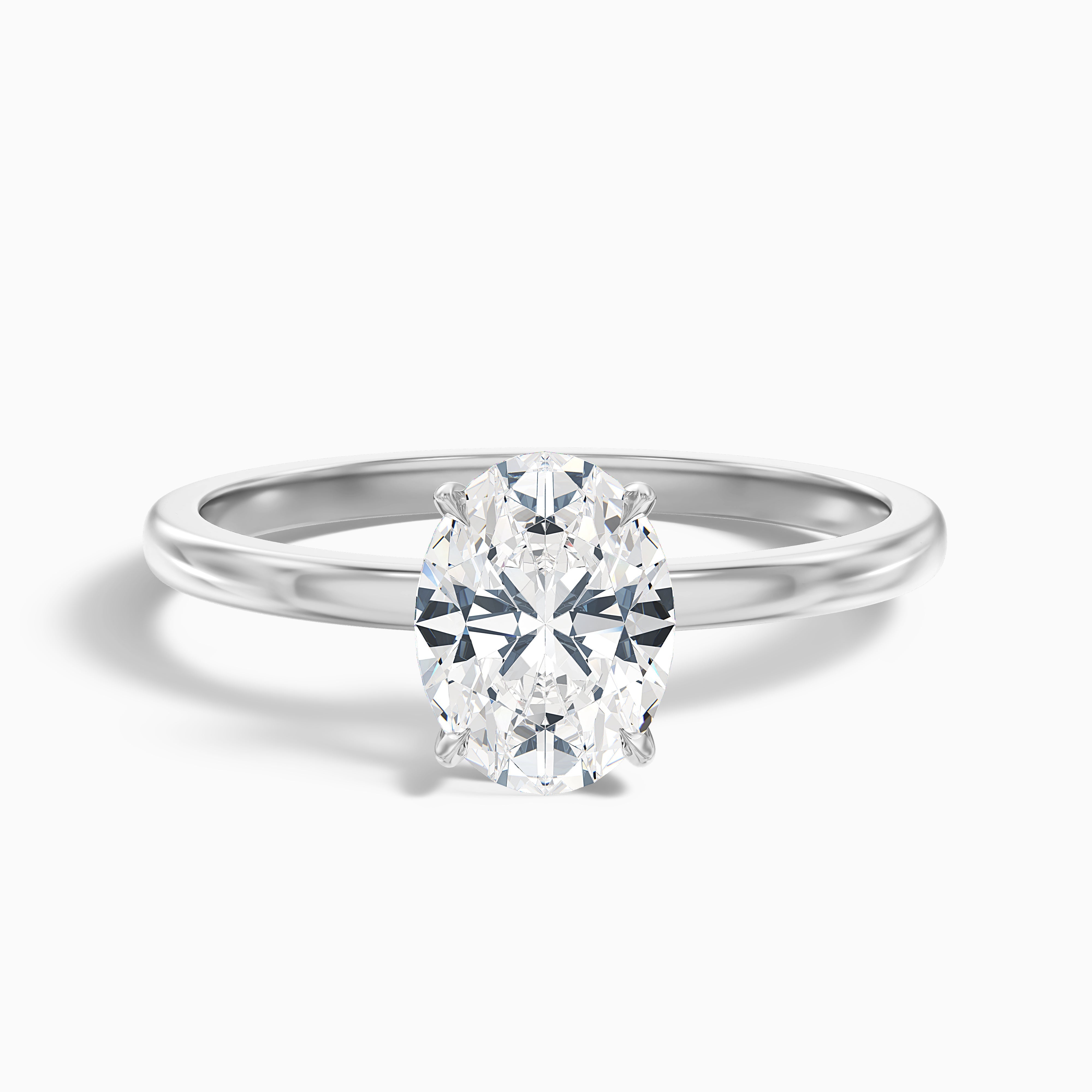 Kaley 2 Carat Oval Cut Low Profile Solitaire Lab Grown Diamond Ring in 18k Yellow Gold