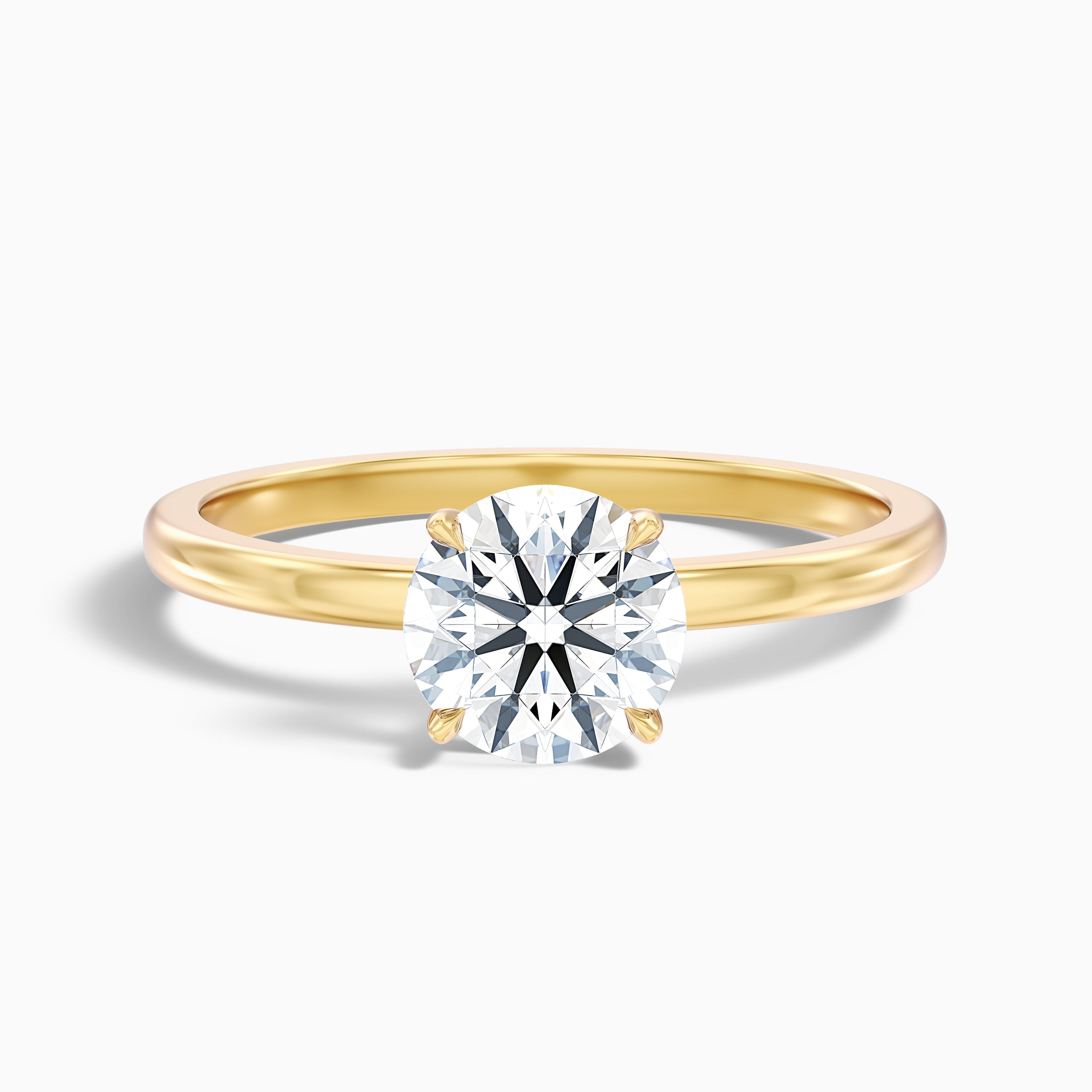 Arlen 1.5 Carat Round Cut Low Profile Solitaire Moissanite Diamond Ring in 14k Yellow Gold