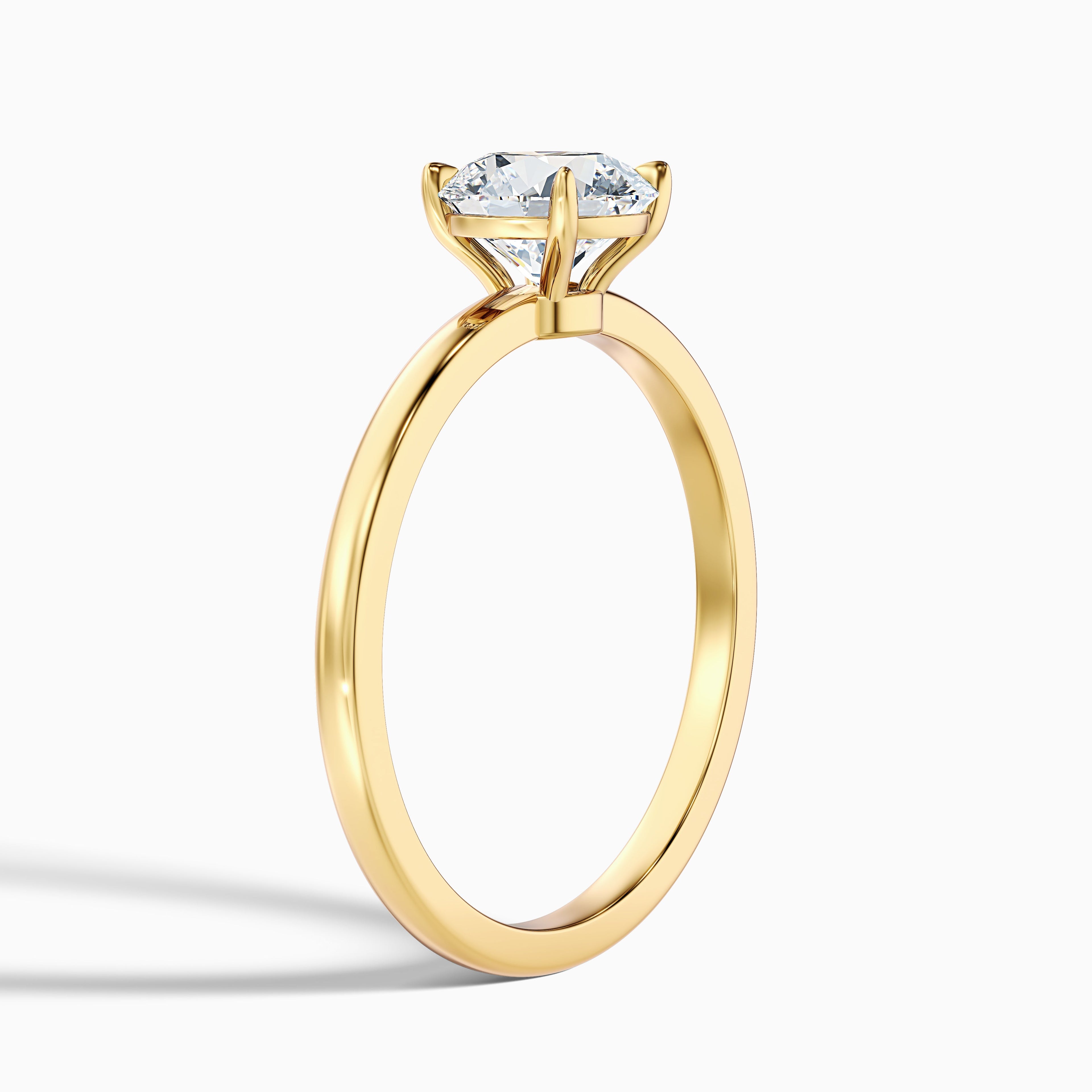 Arlen 1.5 Carat Round Cut Low Profile Solitaire Moissanite Diamond Ring in 14k Yellow Gold