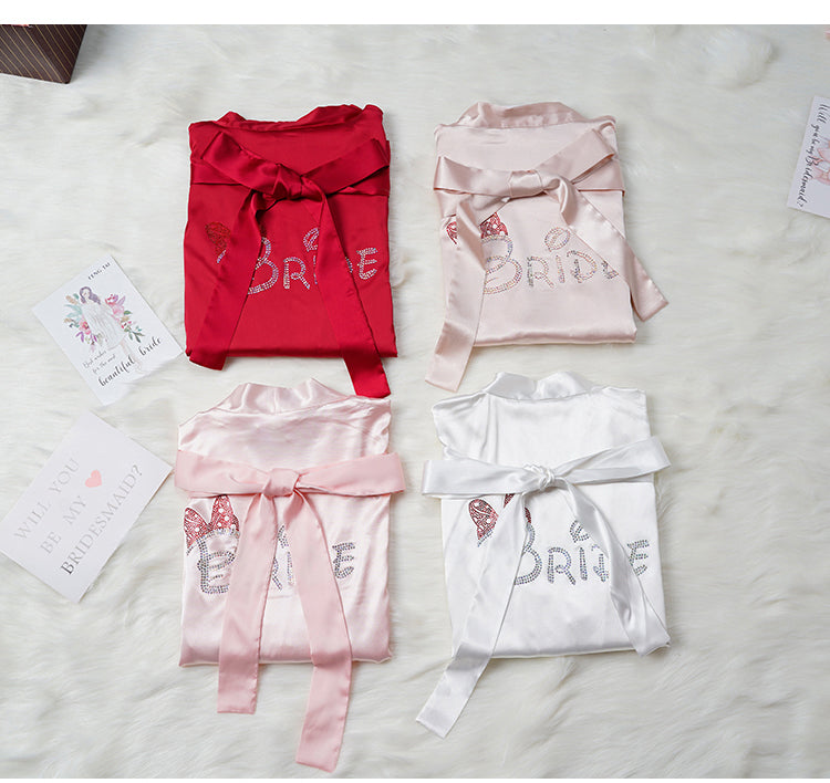 Custom Satin Bridesmaid Robes – Personalized with Name, Title, or Date | Wedding Party Gifts SelenaHuanStudio