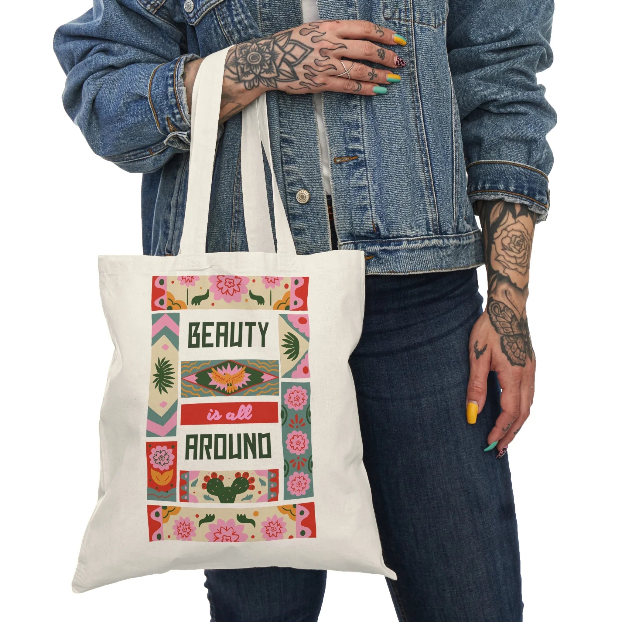 Beauty Is All Around Natural Tote Bag Printify
