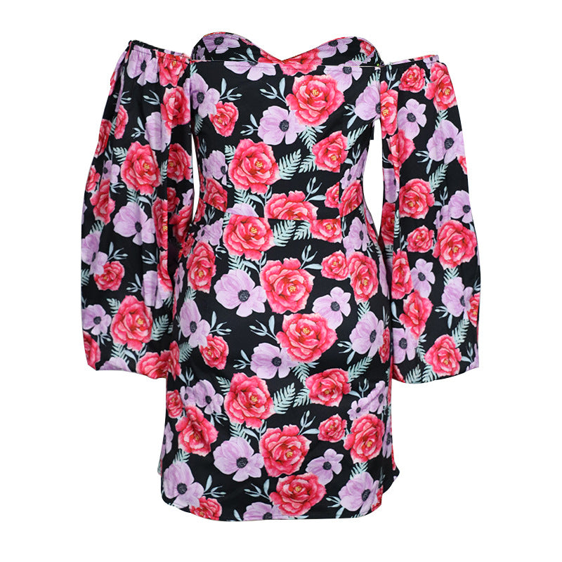 Printed Sexy Square Collar Dress Women Spring Summer Arrival Bella Mia