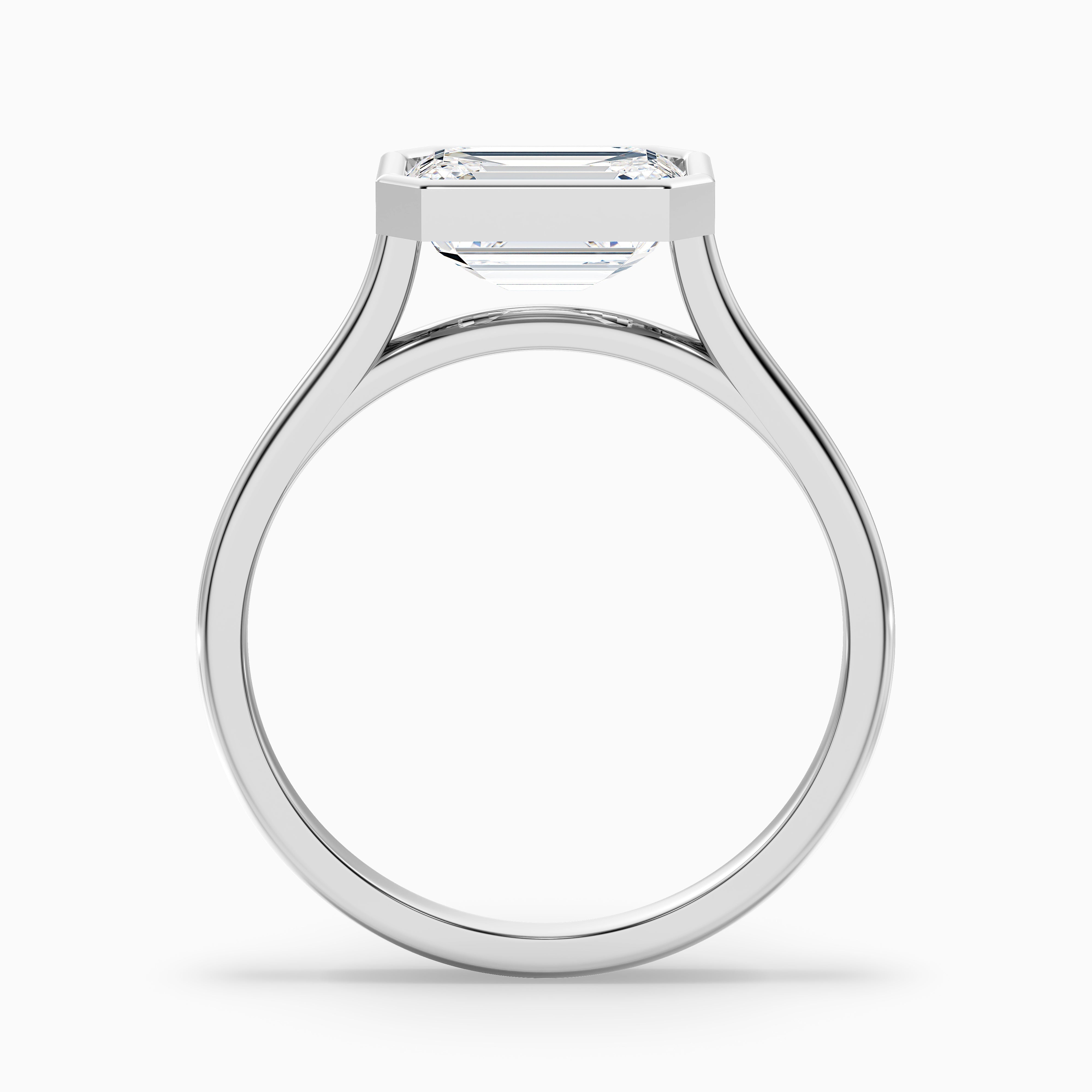 Kelsey 2 Carat Emerald East West Bezel Moissanite Diamond Ring In 10k White Gold