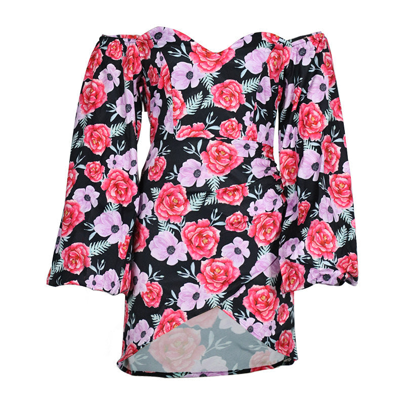 Printed Sexy Square Collar Dress Women Spring Summer Arrival Bella Mia