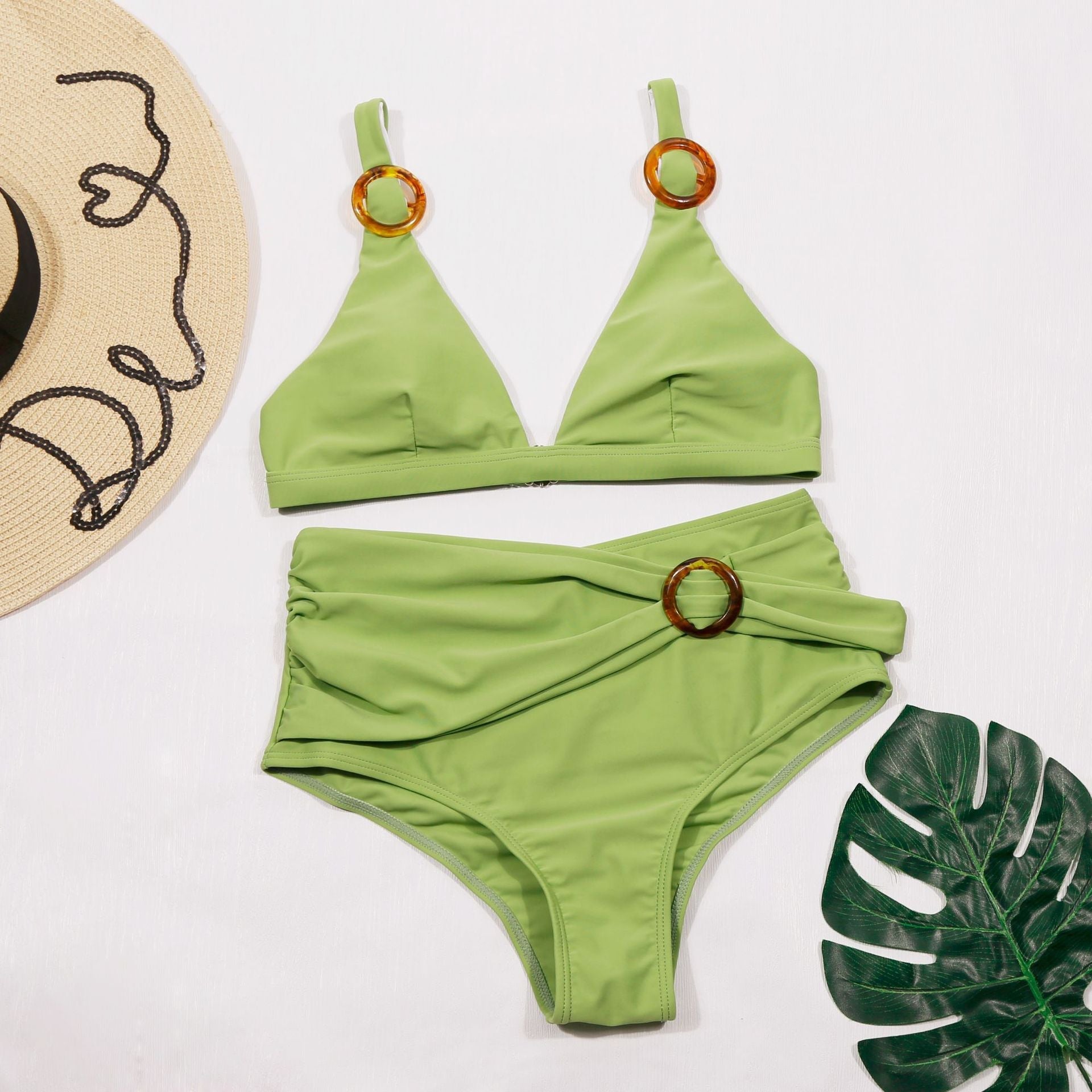 Swimwear Solid Color Two-Piece High Waist Swimsuit Bikini Bikini Bella Mia