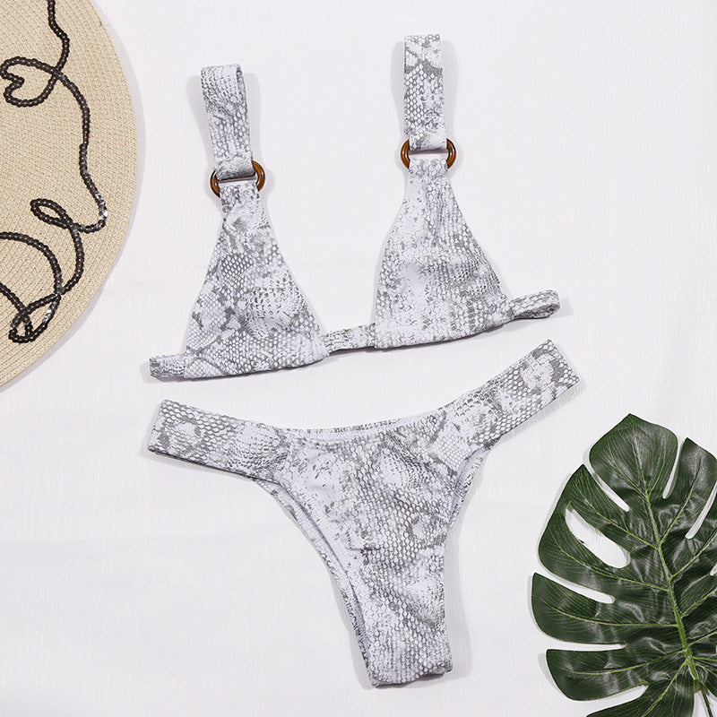Swimwear Snakeskin Split Low Waist Swimsuit Bikini Bikini Bella Mia