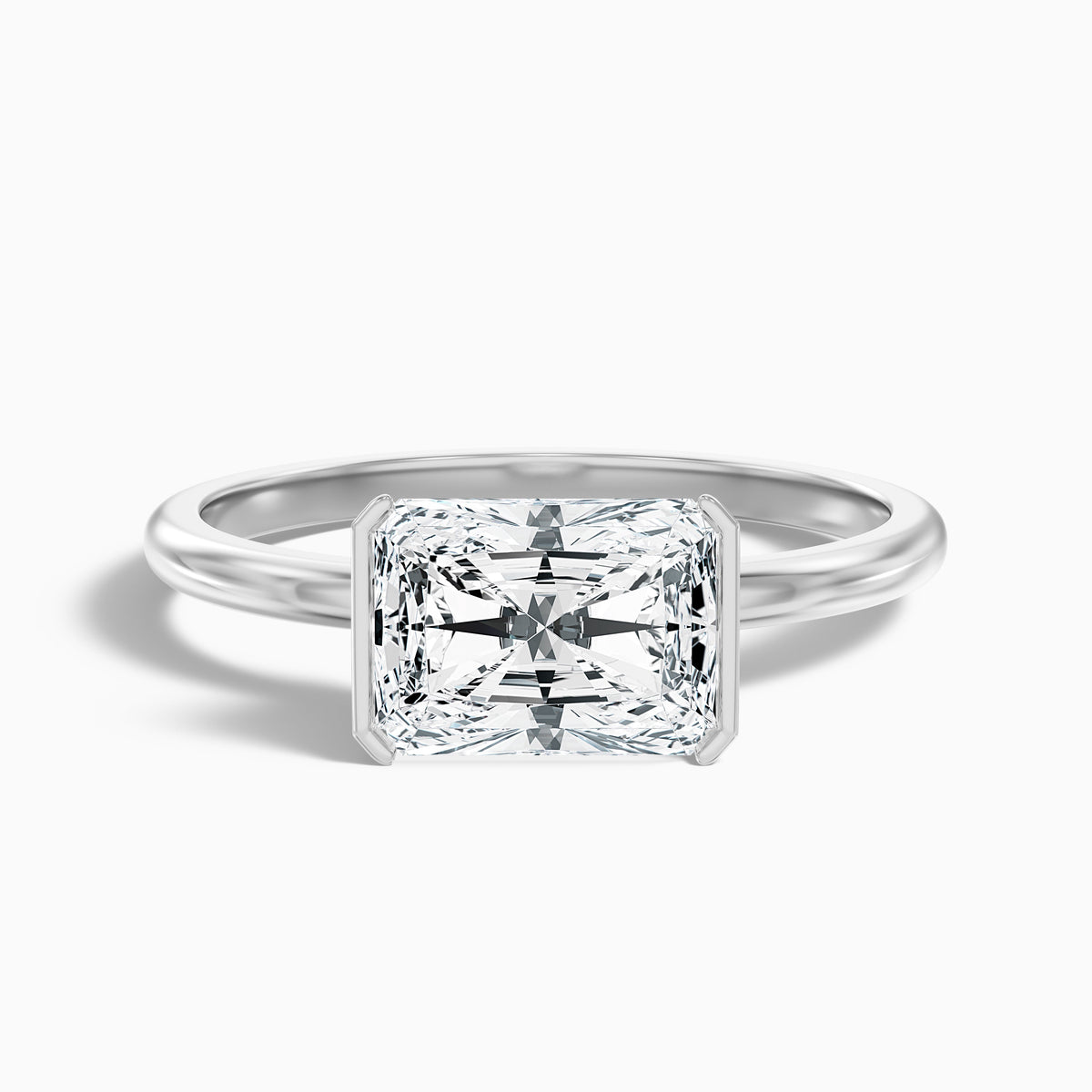 Jana 2.5 Carat Radiant Cut East West Half Bezel Lab Grown Diamond Ring in Platinum