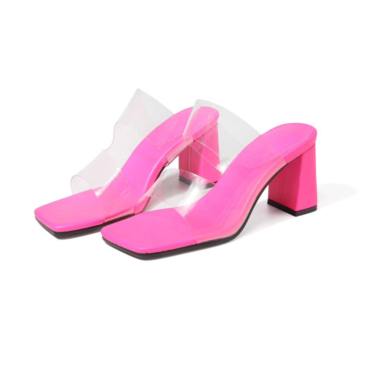 Candy Color Sandals High Heels Transparent PVC All Match High Heel Square Toe Sandals Bella Mia