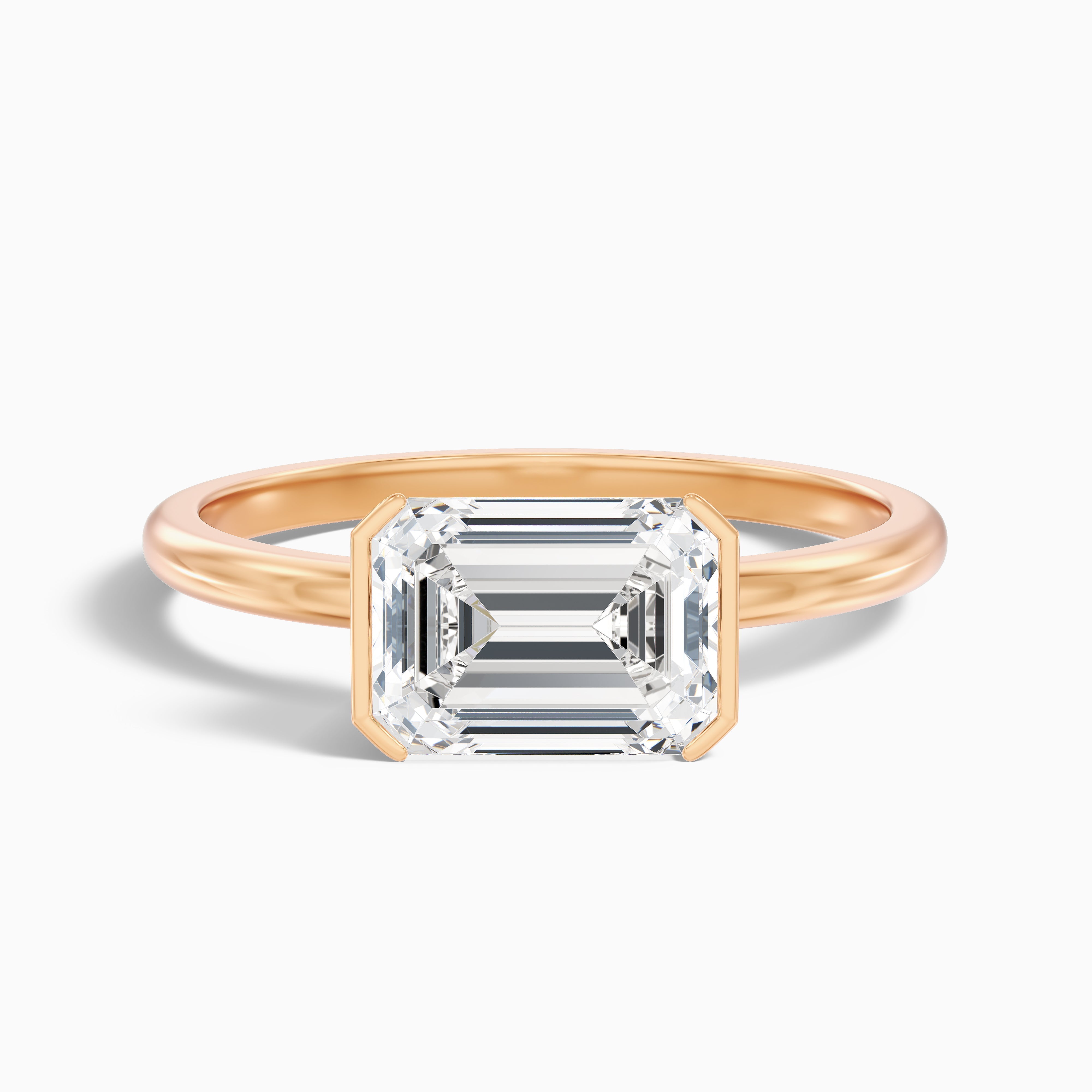 Joie 2.5 Carat Emerald Cut East West Half Bezel Lab Grown Diamond Ring in 14k White Gold
