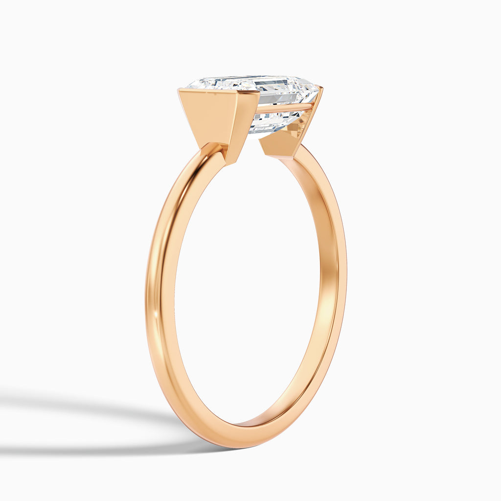 Joie 2.5 Carat Emerald Cut East West Half Bezel Lab Grown Diamond Ring in 14k White Gold