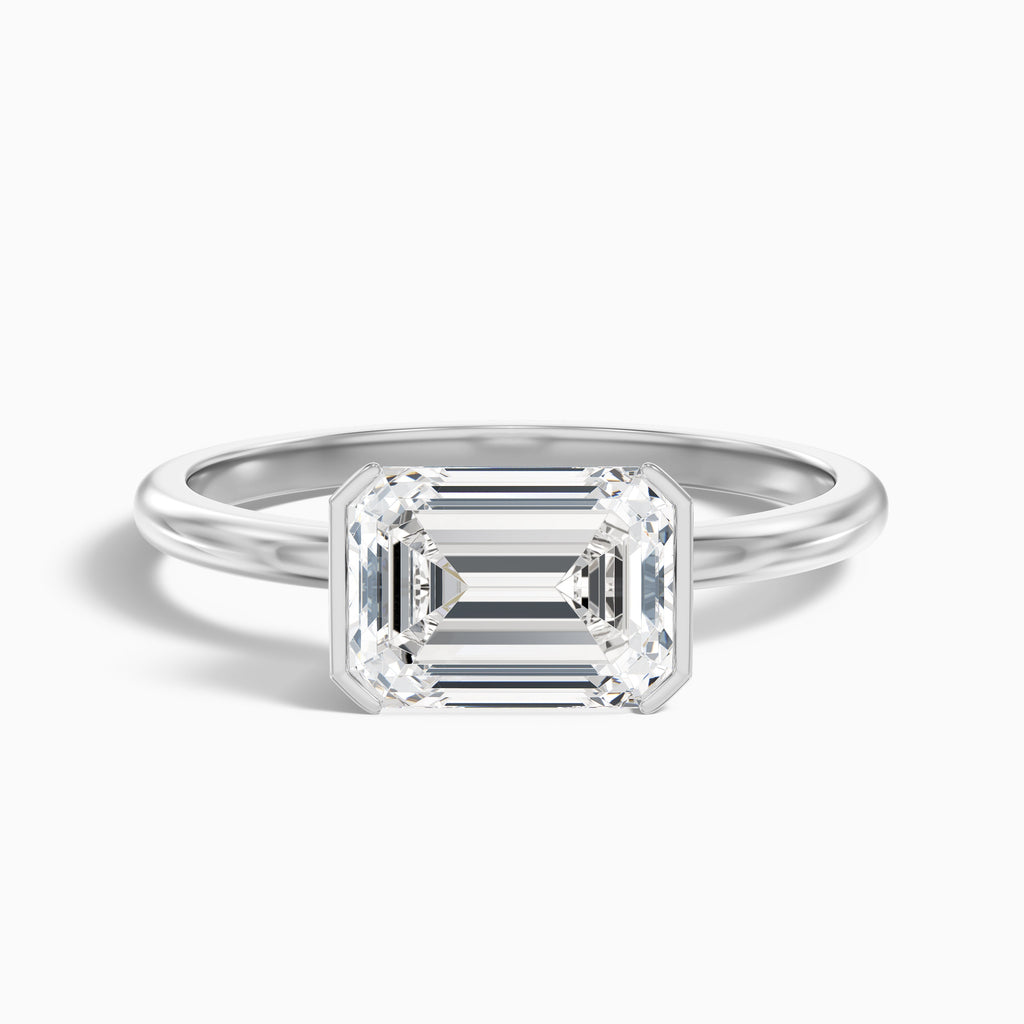 Joie 2.5 Carat Emerald Cut East West Half Bezel Lab Grown Diamond Ring in 14k White Gold