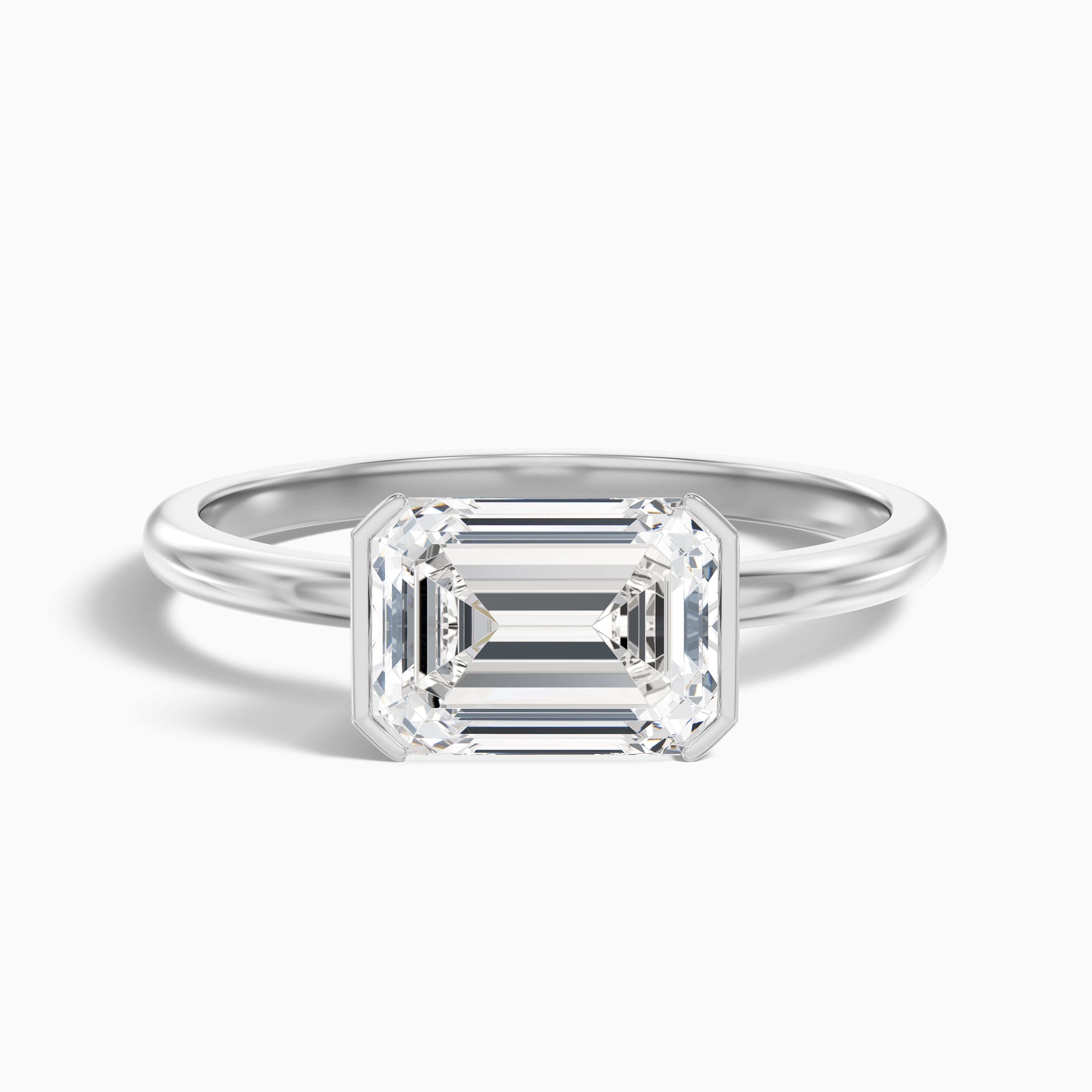 Joie 2.5 Carat Emerald Cut East West Half Bezel Lab Grown Diamond Ring in 14k White Gold