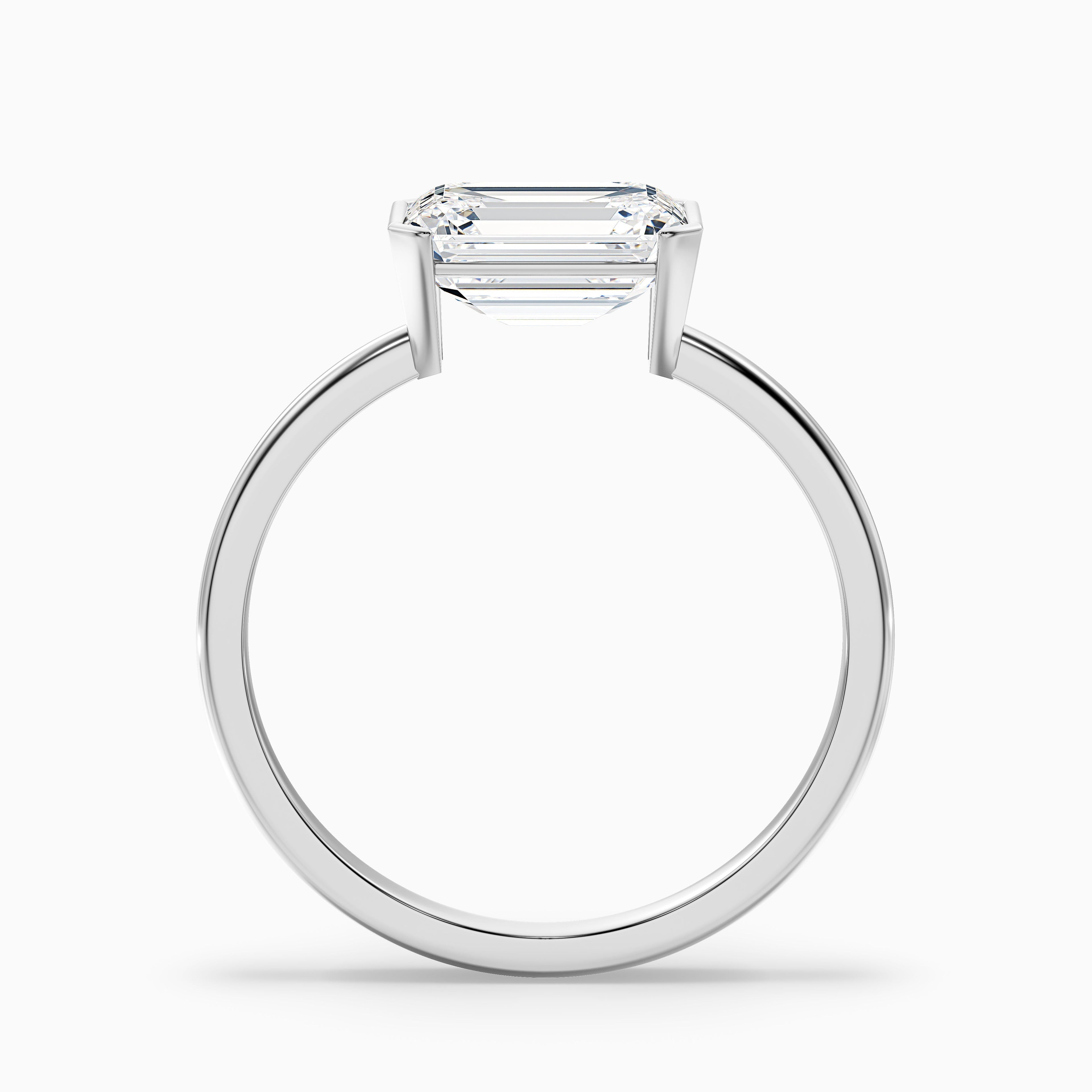 Joie 2.5 Carat Emerald Cut East West Half Bezel Lab Grown Diamond Ring in 14k White Gold