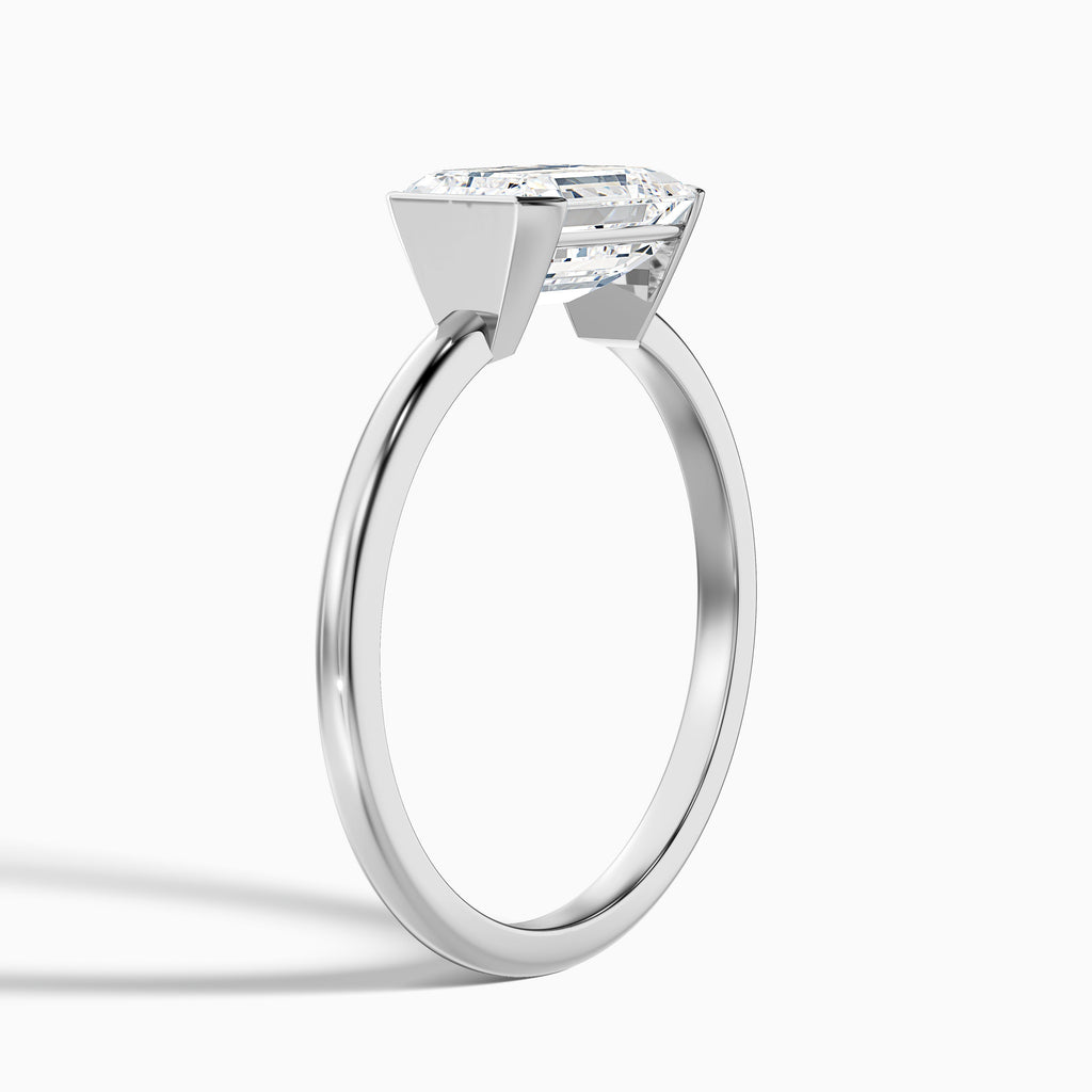 Joie 2.5 Carat Emerald Cut East West Half Bezel Lab Grown Diamond Ring in 14k White Gold