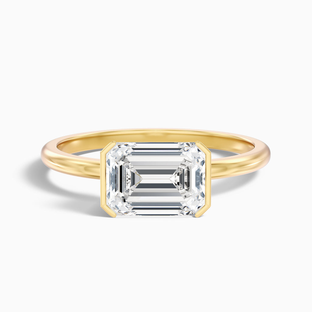 Joie 2.5 Carat Emerald Cut East West Half Bezel Lab Grown Diamond Ring in 14k White Gold