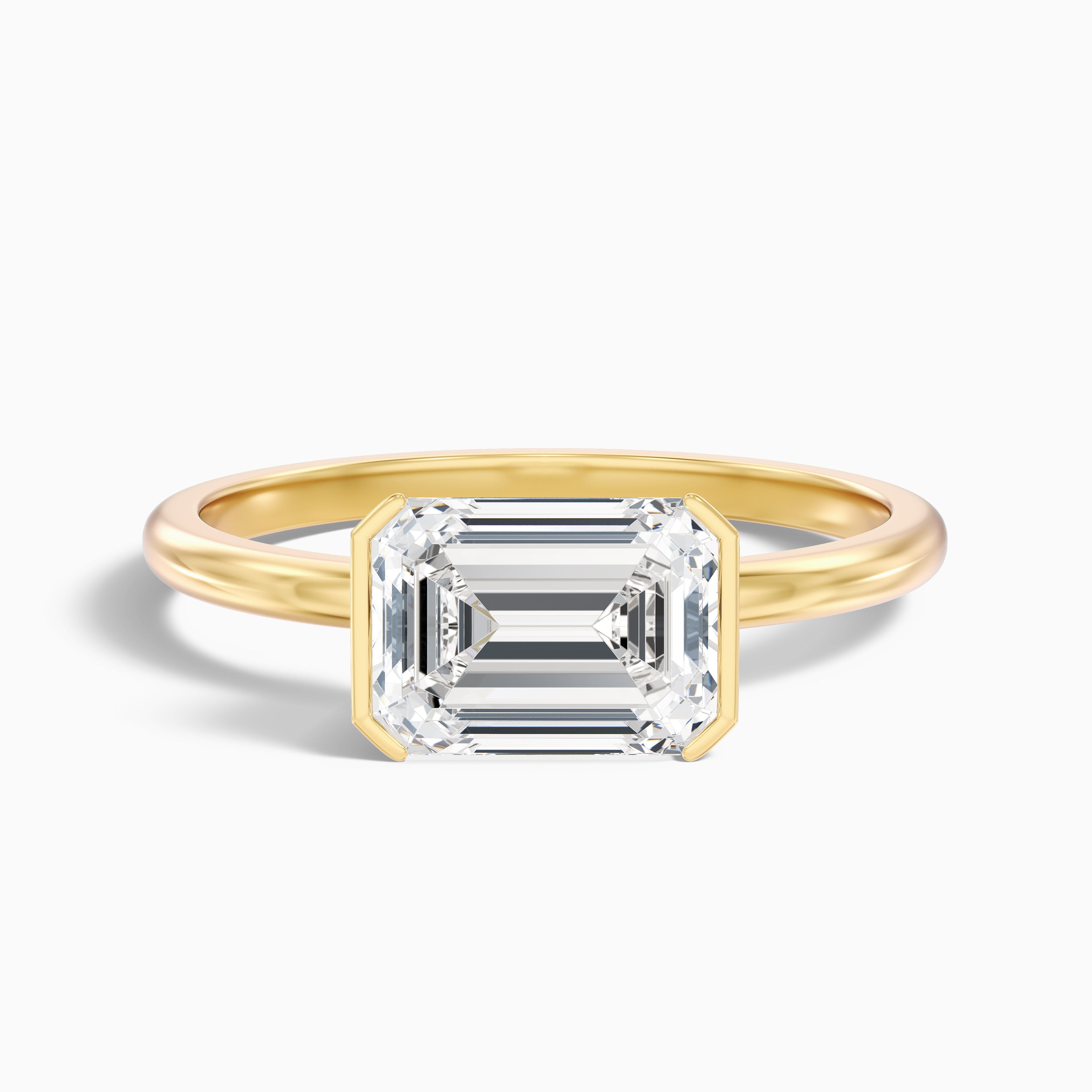 Joie 2.5 Carat Emerald Cut East West Half Bezel Lab Grown Diamond Ring in 14k White Gold