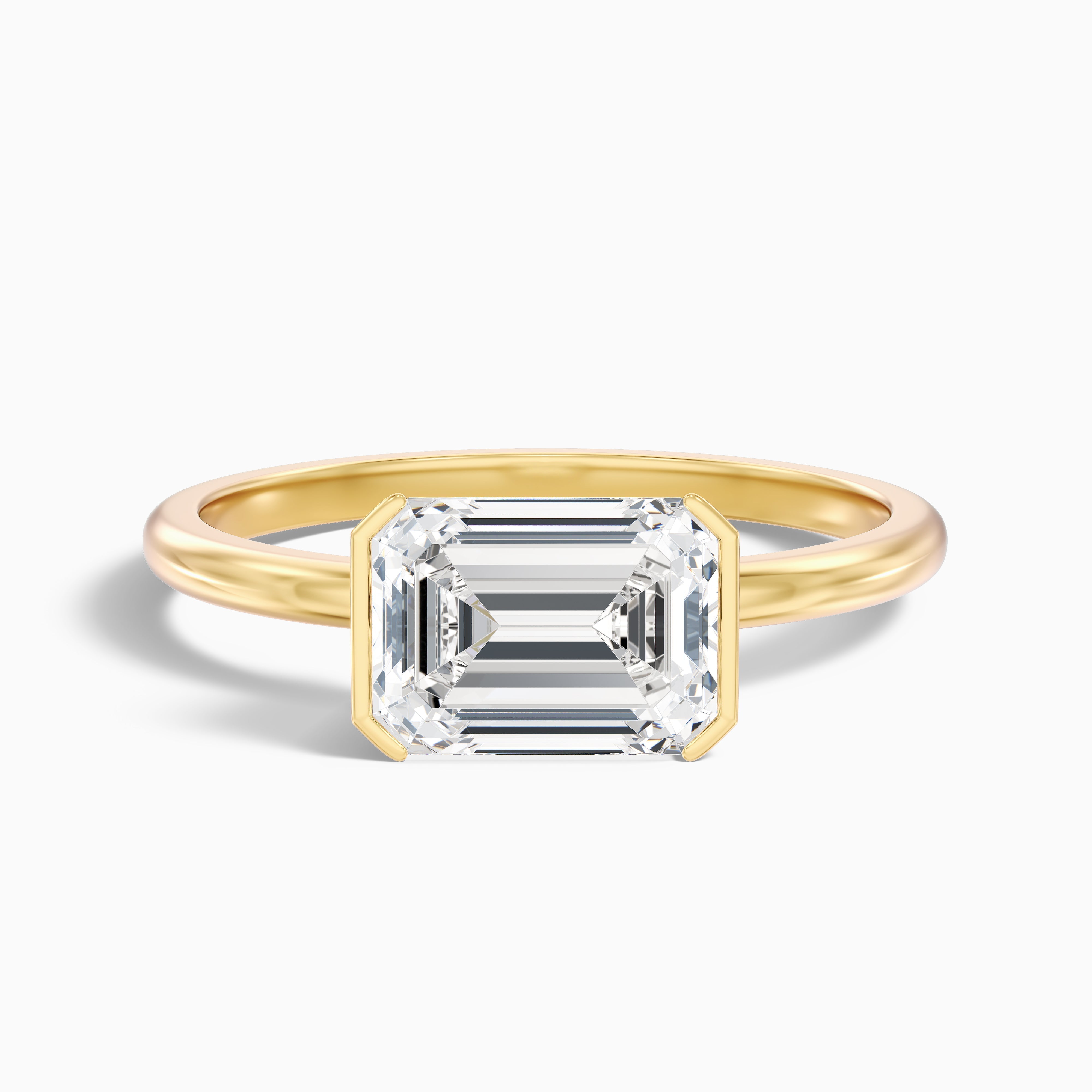 Joie 2.5 Carat Emerald Cut East West Half Bezel Lab Grown Diamond Ring in 14k White Gold
