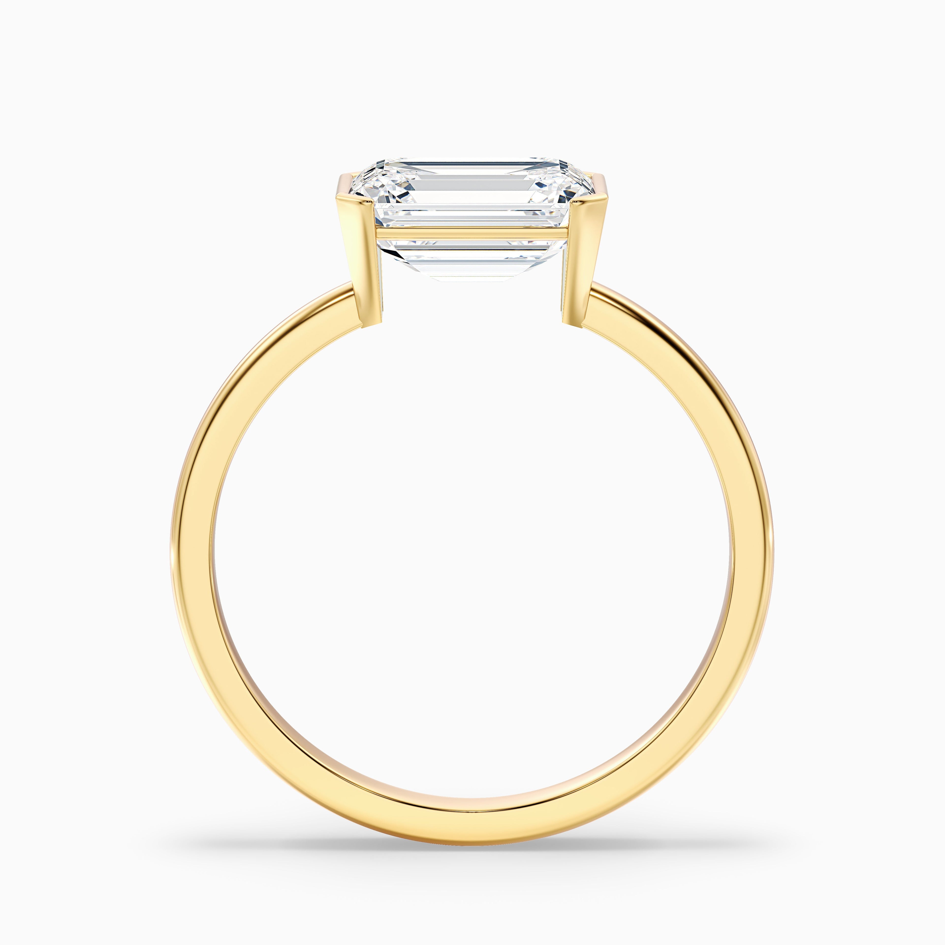Joie 2.5 Carat Emerald Cut East West Half Bezel Lab Grown Diamond Ring in 14k White Gold