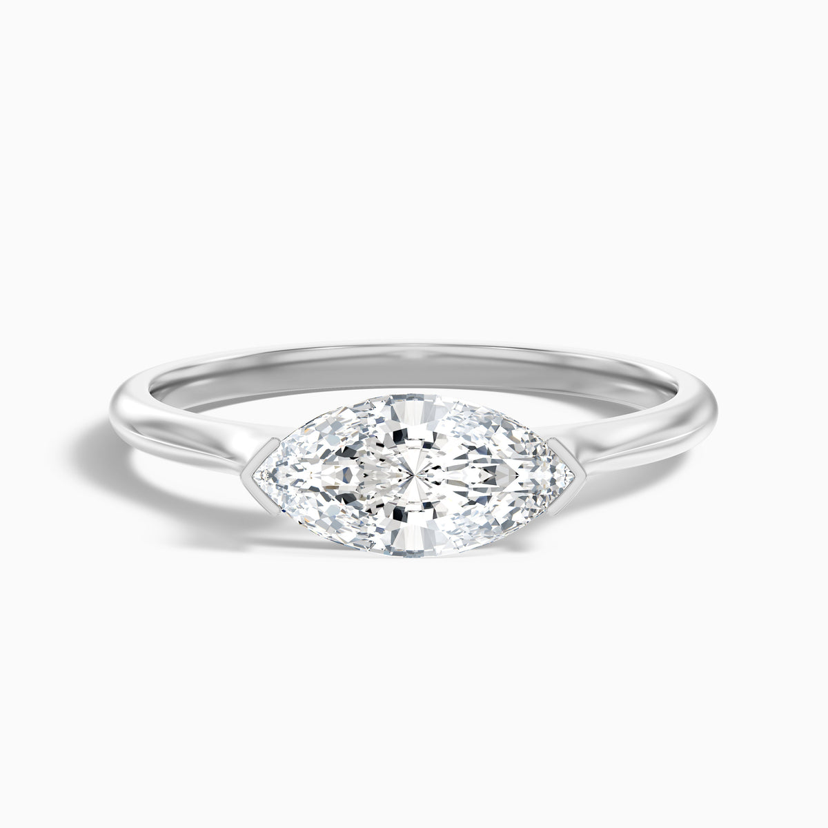 Alva 1 Carat Marquise East West Lab Grown Diamond Engagement Ring in 10k Yellow Gold