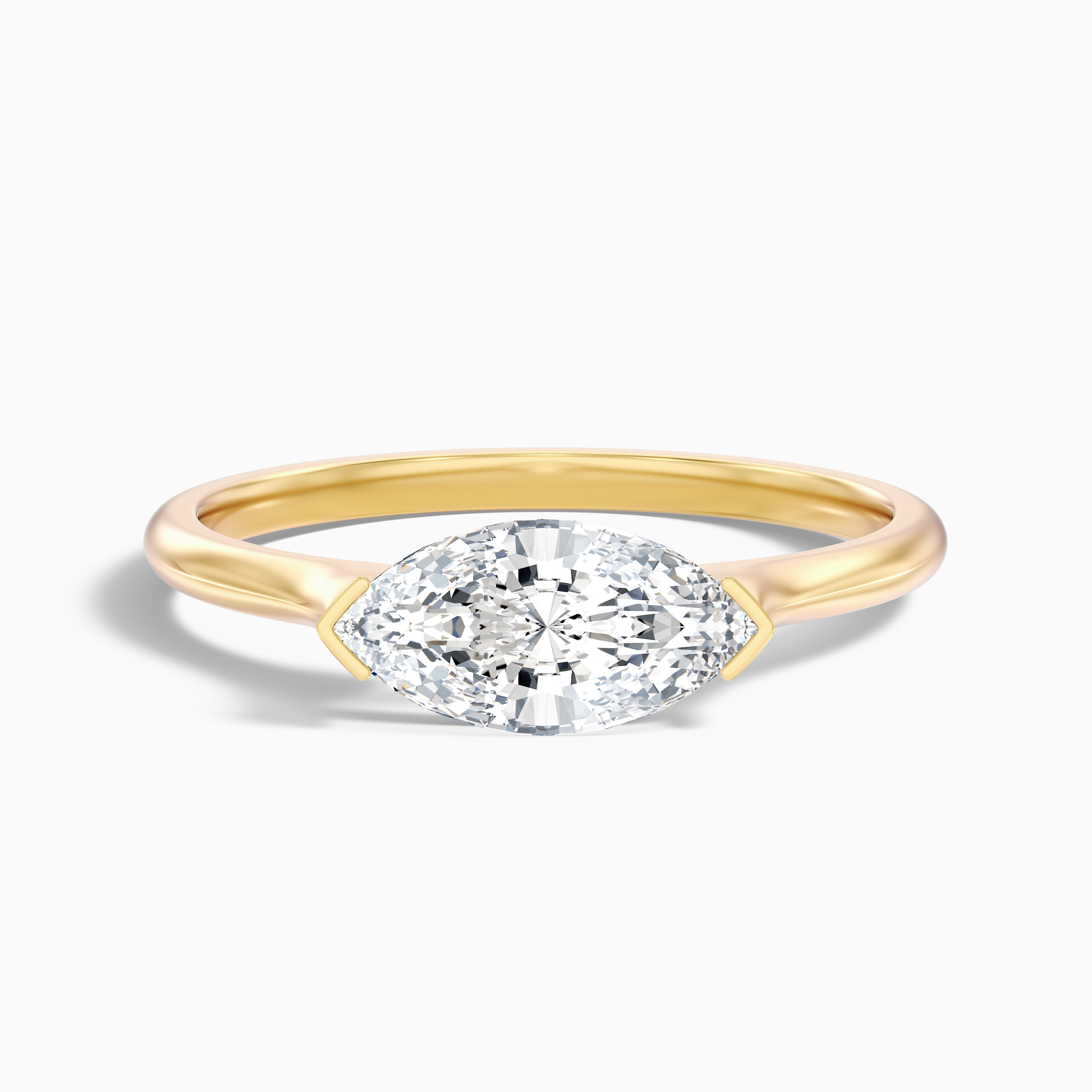 Blyth 4 Carat Marquise East West Moissanite Diamond Ring in 18k Yellow Gold