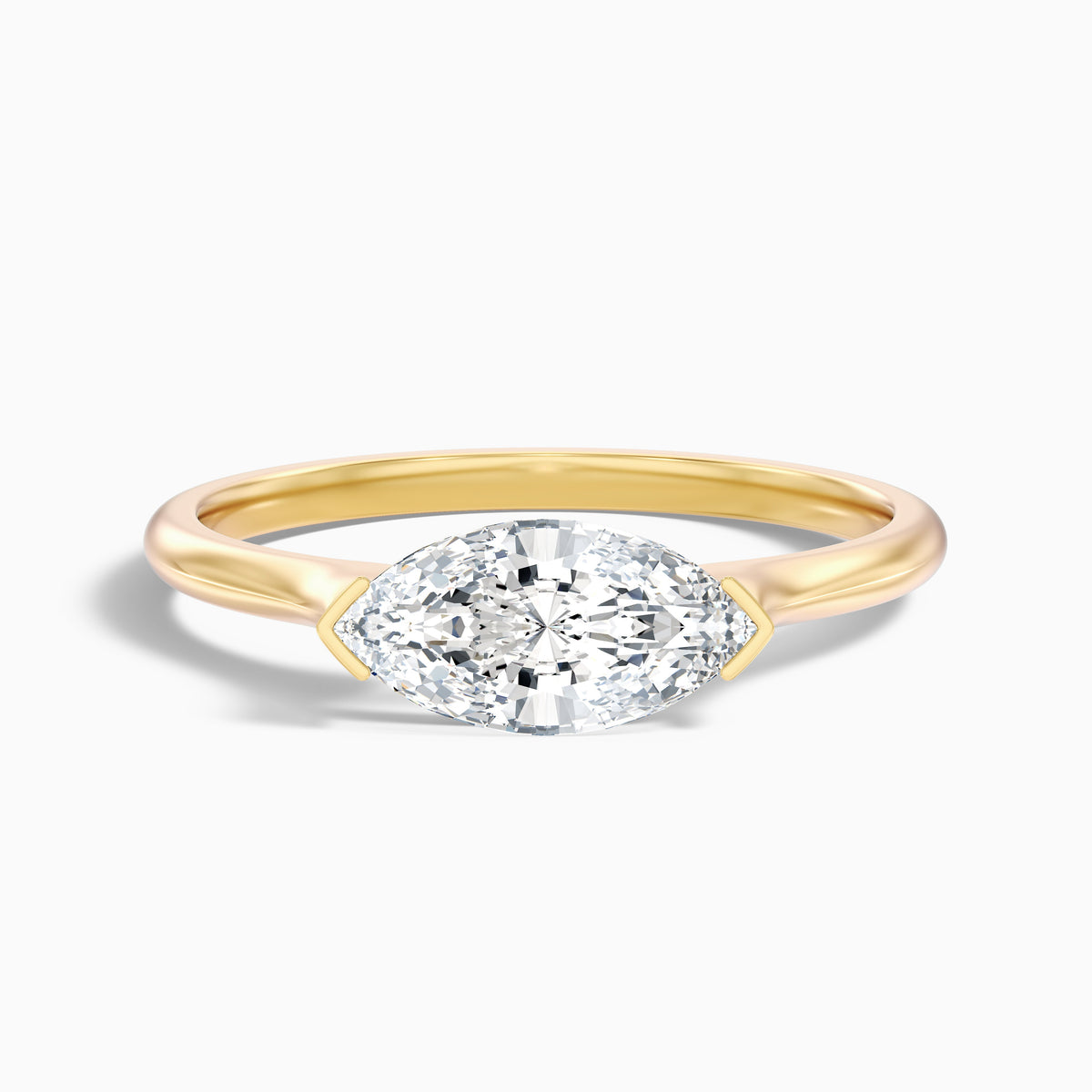 Alva 1 Carat Marquise East West Lab Grown Diamond Engagement Ring in 10k Yellow Gold