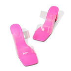 Candy Color Sandals High Heels Transparent PVC All Match High Heel Square Toe Sandals Bella Mia