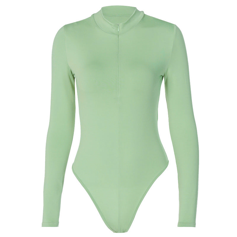 Long-sleeve Zipper Slim Fit Slim Looking Base Bodysuit Autumn Bella Mia