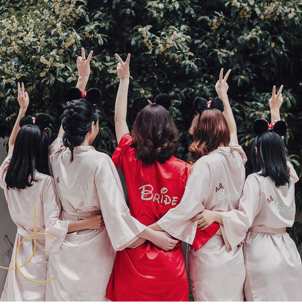 Custom Satin Bridesmaid Robes – Personalized with Name, Title, or Date | Wedding Party Gifts SelenaHuanStudio