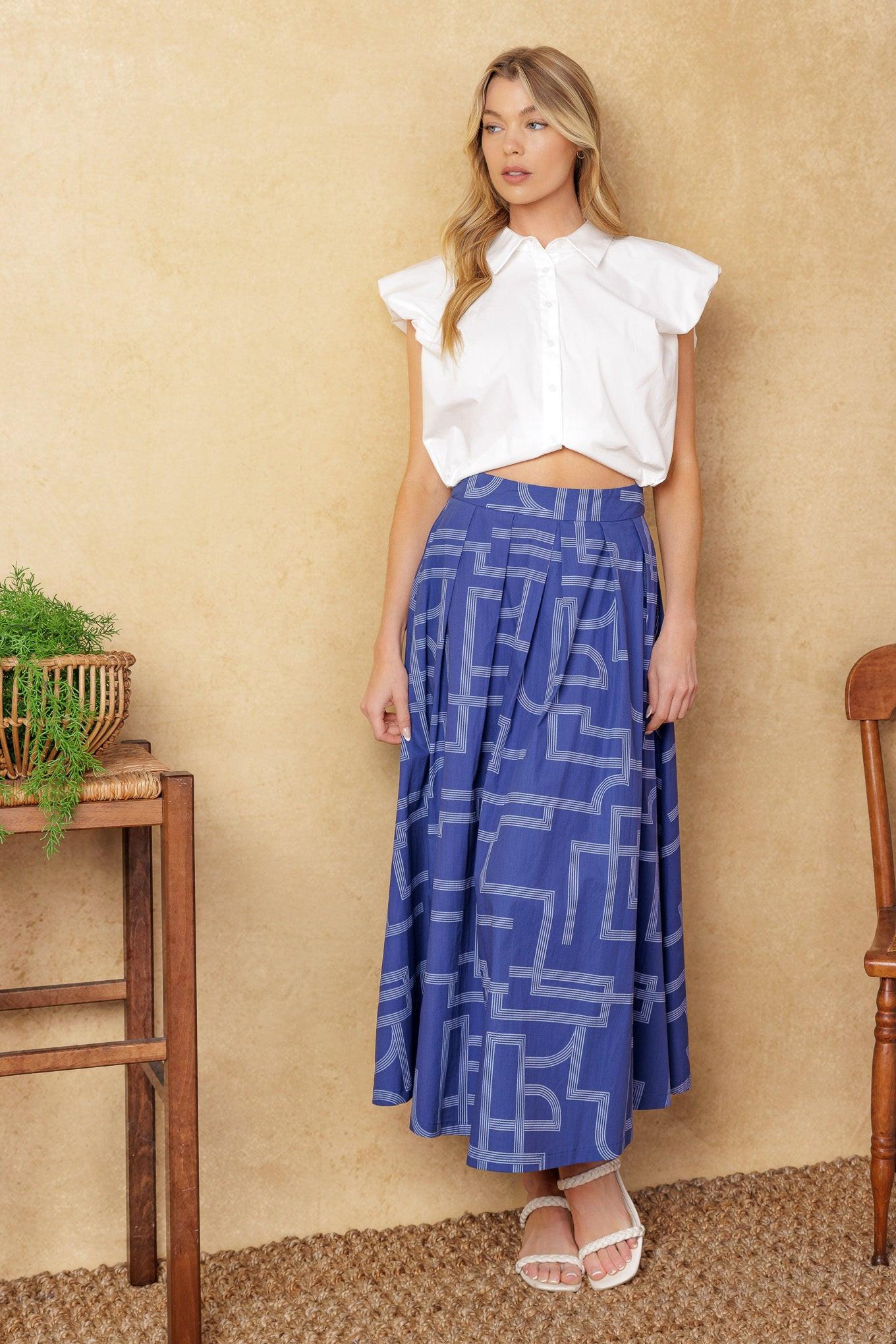 LEAVES OF TOMORROW WOVEN MIDI SKIRT Flying Tomato
