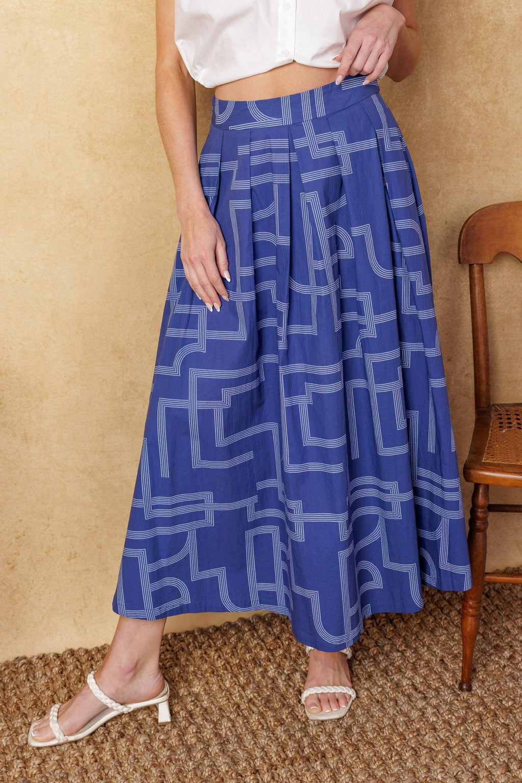 LEAVES OF TOMORROW WOVEN MIDI SKIRT Flying Tomato
