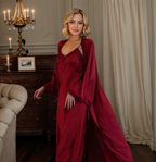Luxury Satin & Lace Long Nightgown with Robe – Elegant Loungewear SelenaHuanStudio