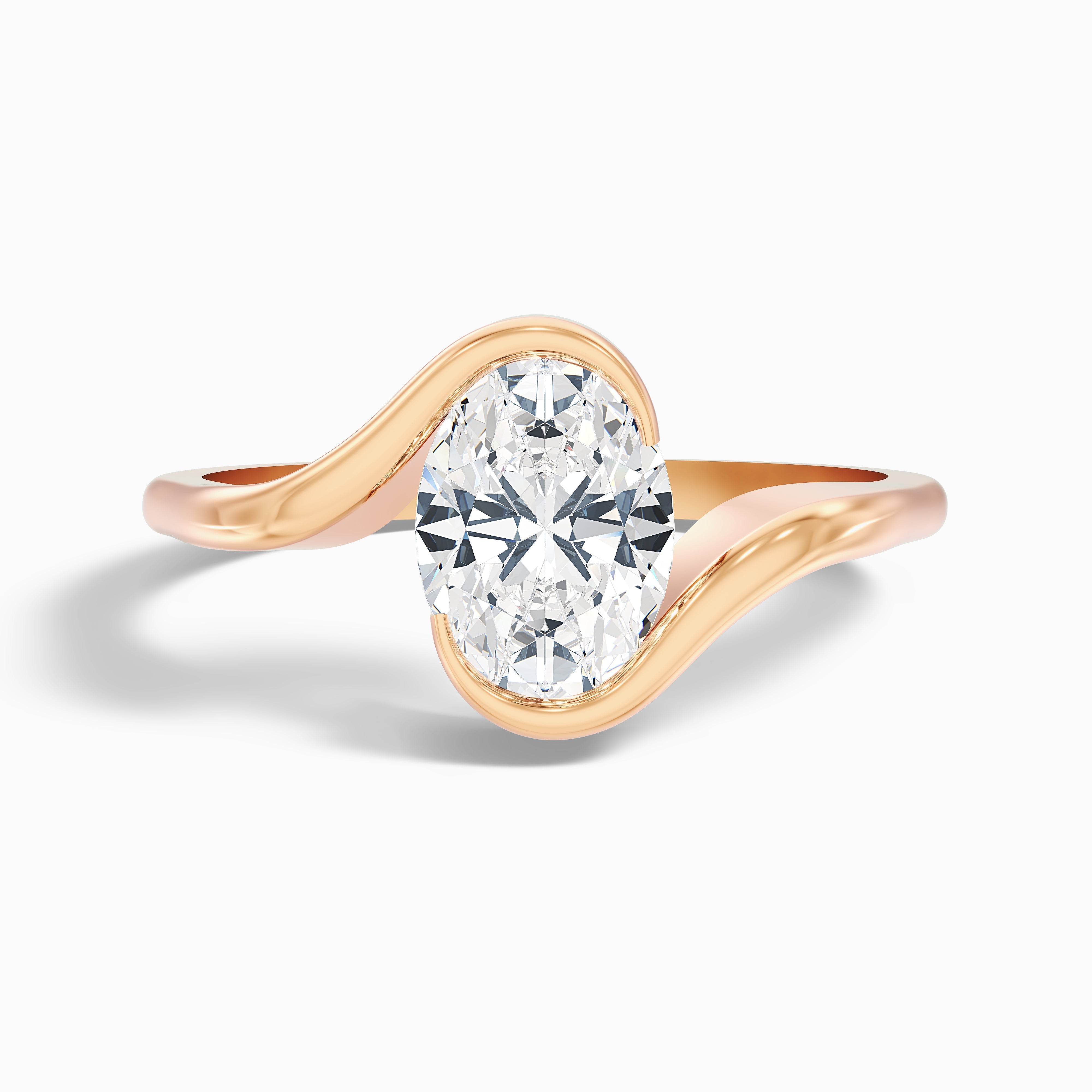 Gleny 1 Carat Oval Cut Bypass Lab Grown Diamond Engagement Ring in 10k Yellow Gold
