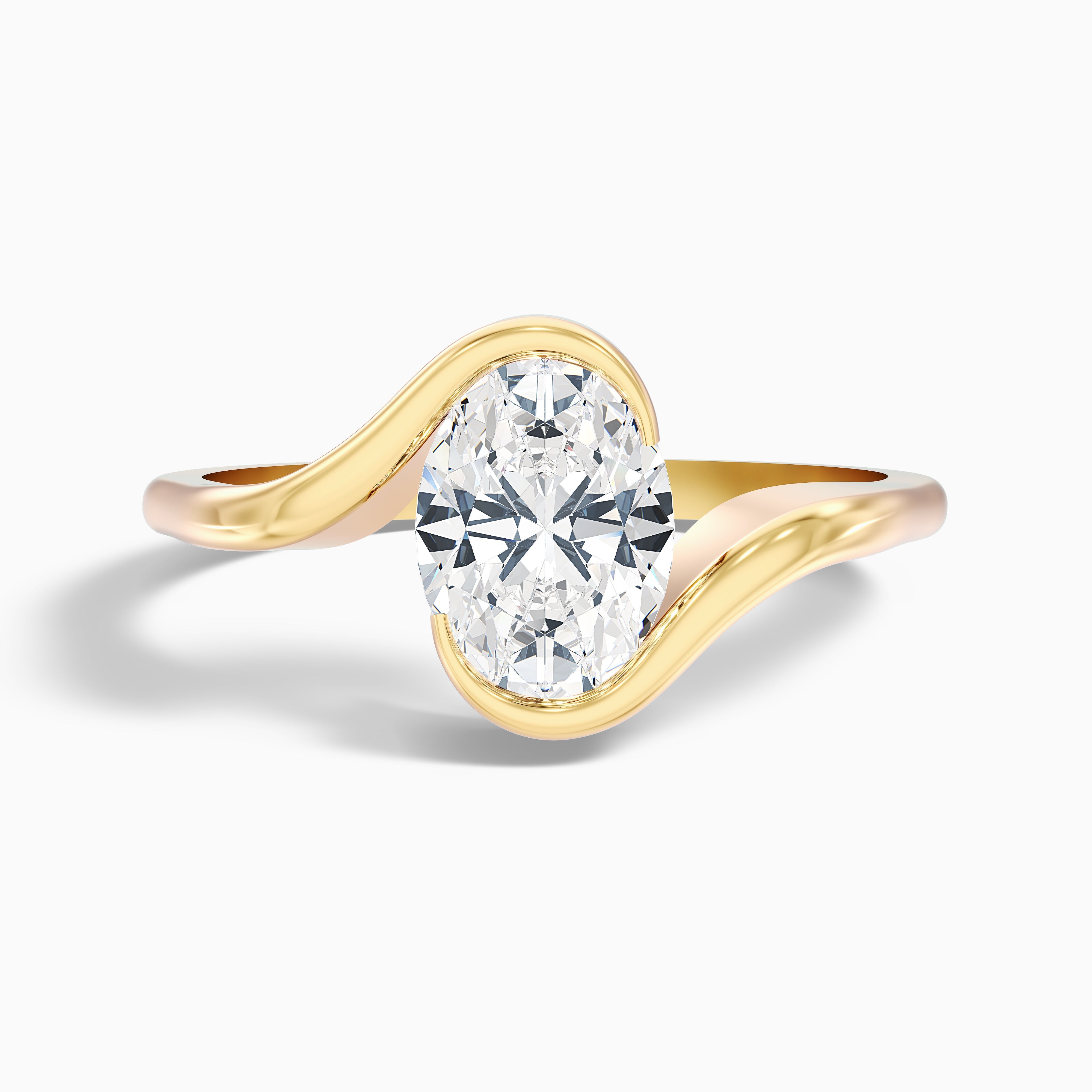 Gleny 1 Carat Oval Cut Bypass Lab Grown Diamond Engagement Ring in 10k Yellow Gold
