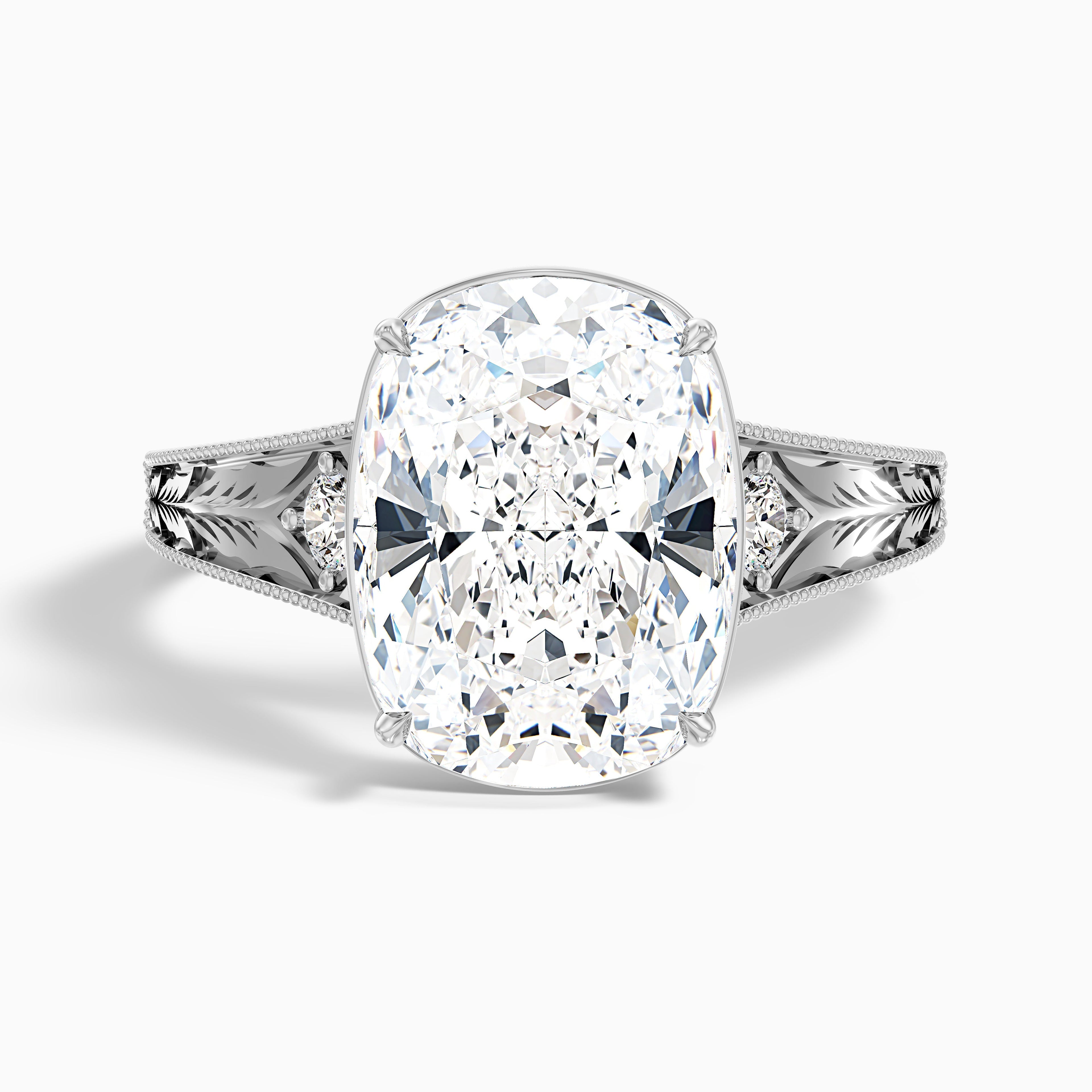 Taylor 1.5 Carat Elongated Old Mine Cushion Cut Moissanite Diamond Ring in 10k White Gold