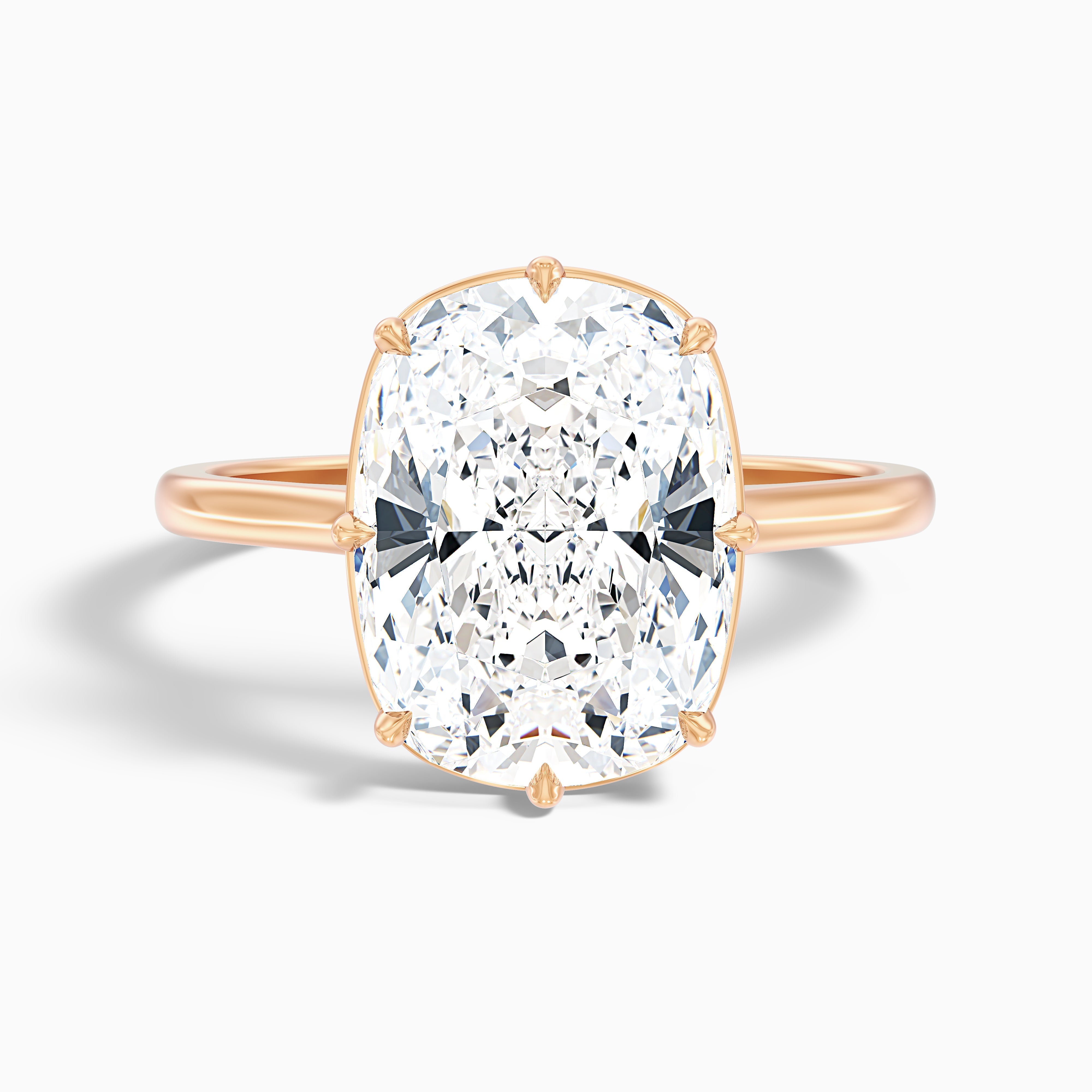Verne 2 Carat 8 Prong Elongated Cushion Old Mine Cut Lab Grown Diamond Ring in 14k Yellow Gold