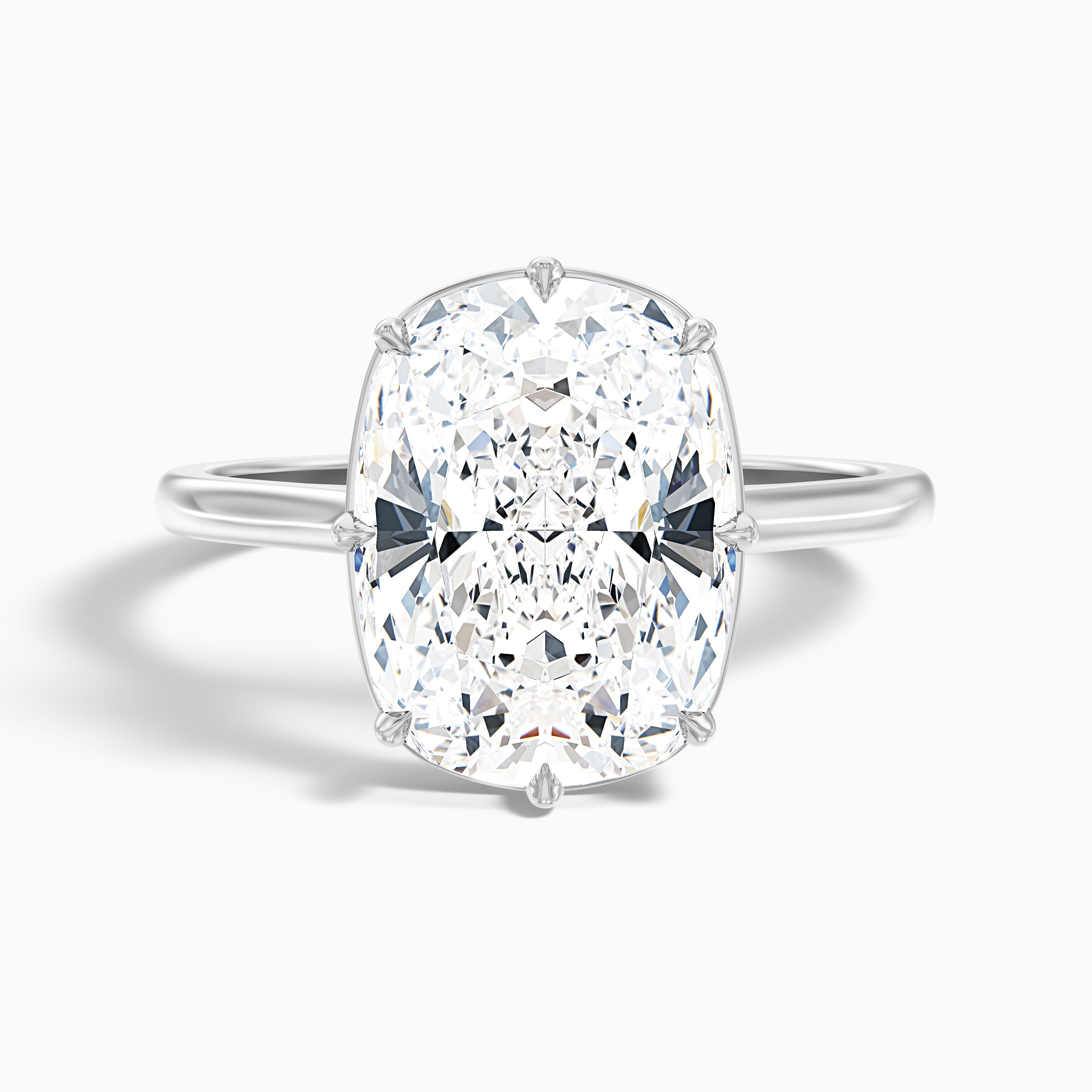Verne 4 Carat 8 Prong Elongated Cushion Old Mine Cut Lab Grown Diamond Ring in Platinum