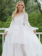 Boho Lace Embroidered Long Sheer Robe Set with Camisole Dress SelenaHuanStudio
