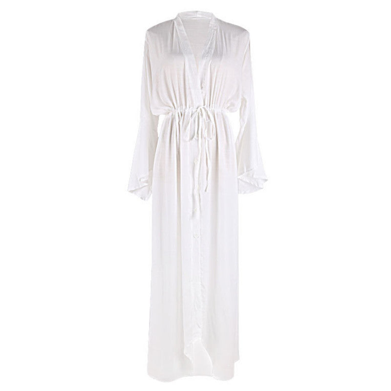Sleeve Single Breasted Beach Cover-up Sexy Vacation Sun Protection Shirt Bikini Cover Bella Mia