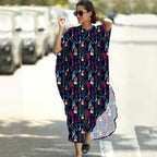 Beach Cover-up Elastic Printing Oversized Button Vacation Robe Bella Mia
