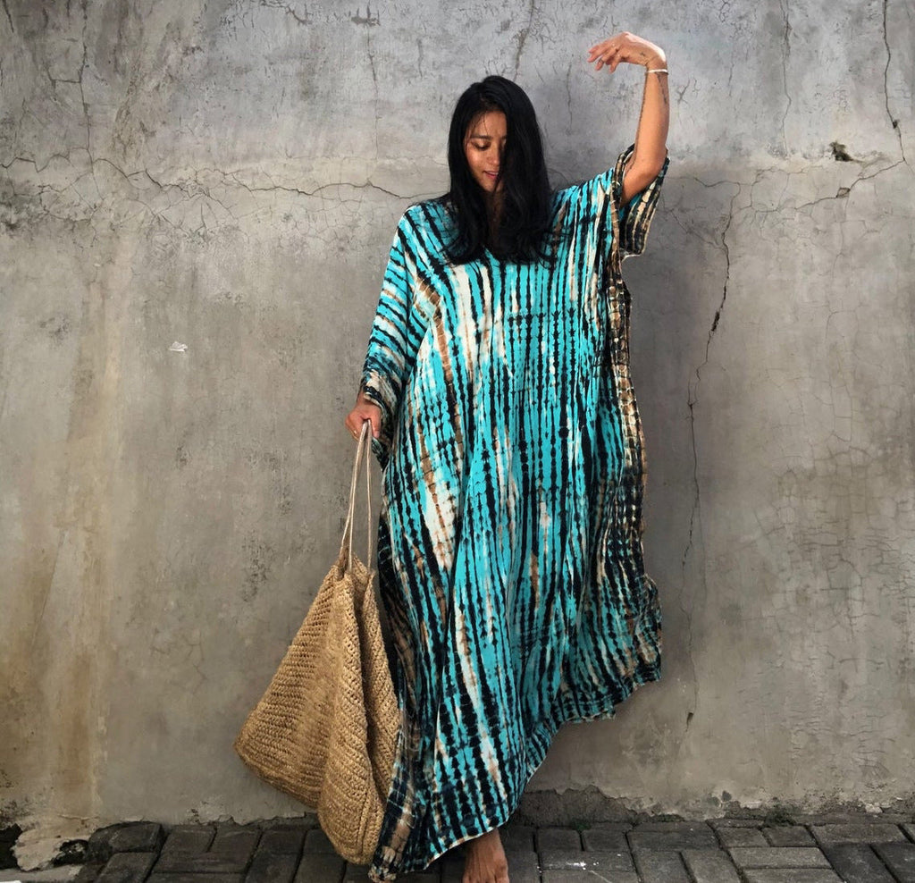 Rayon Halo Dyed Robe Vacation Casual Beach Bikini Cover 25 Colors Bella Mia