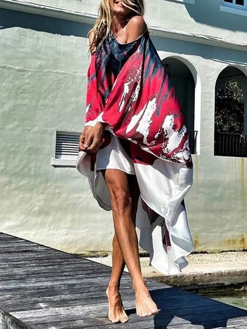 Spring Slant Shoulder Casual Sexy Beach Vacation Large Swing Dress Bella Mia