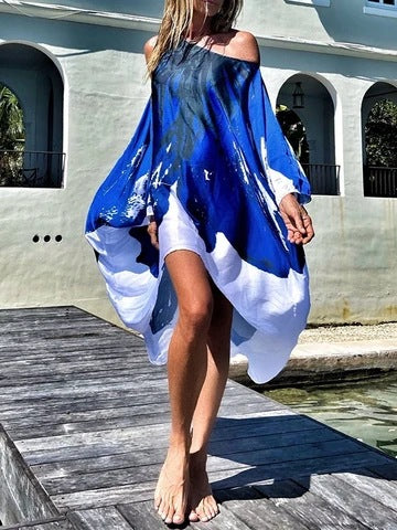 Spring Slant Shoulder Casual Sexy Beach Vacation Large Swing Dress Bella Mia