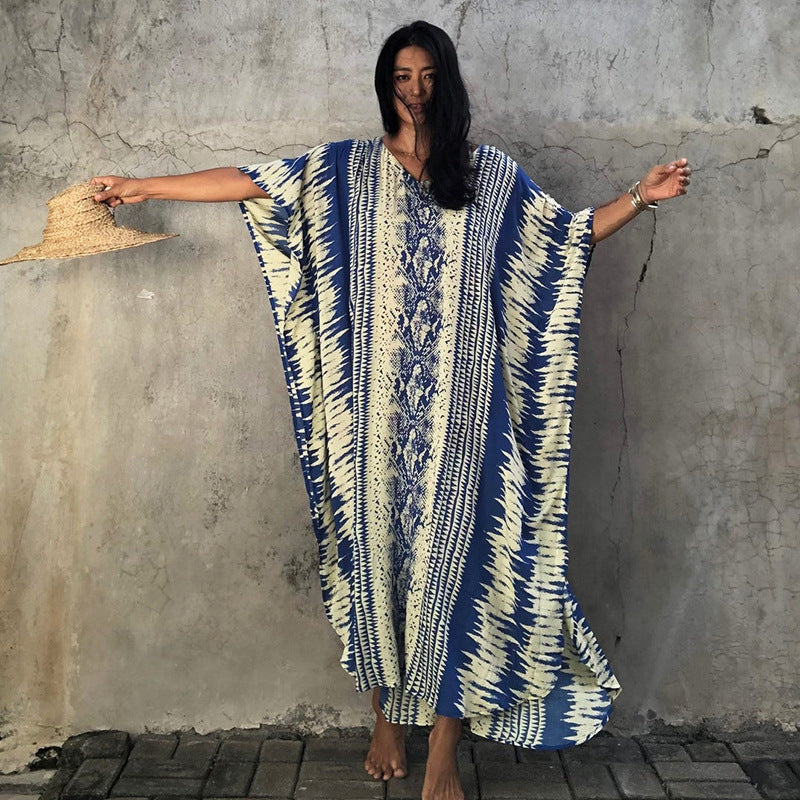 Rayon Snake Pattern Positioning Robe Sun Protection Beach Jacket Blouse Seaside Vacation Dress Women Bella Mia