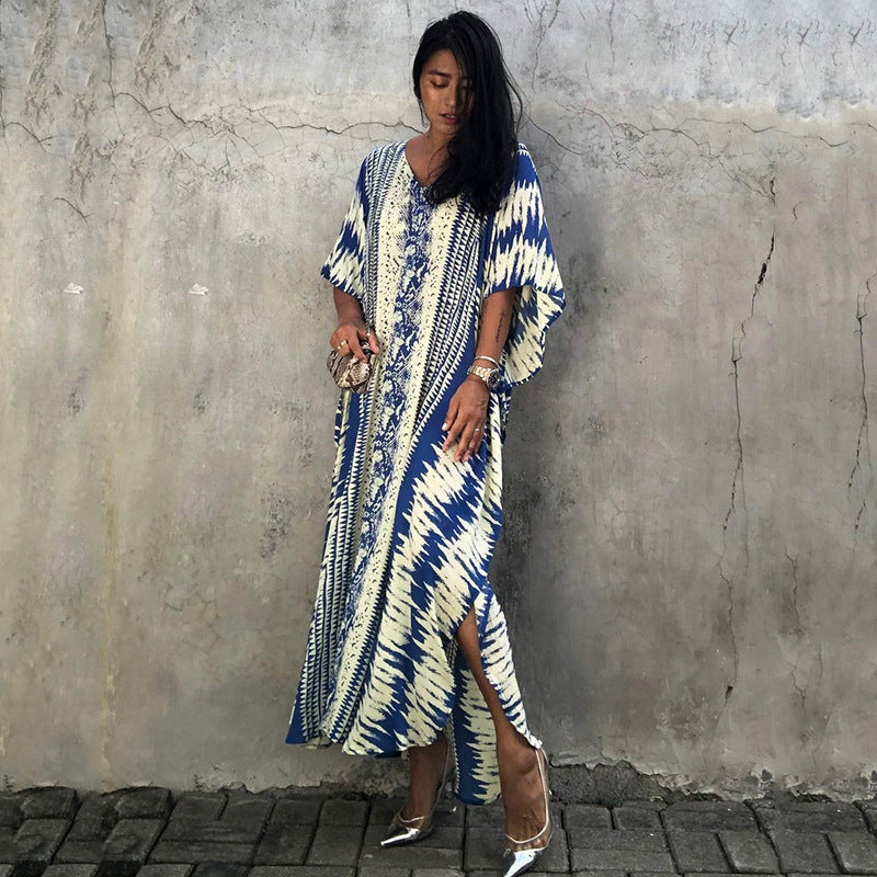 Rayon Snake Pattern Positioning Robe Sun Protection Beach Jacket Blouse Seaside Vacation Dress Women Bella Mia