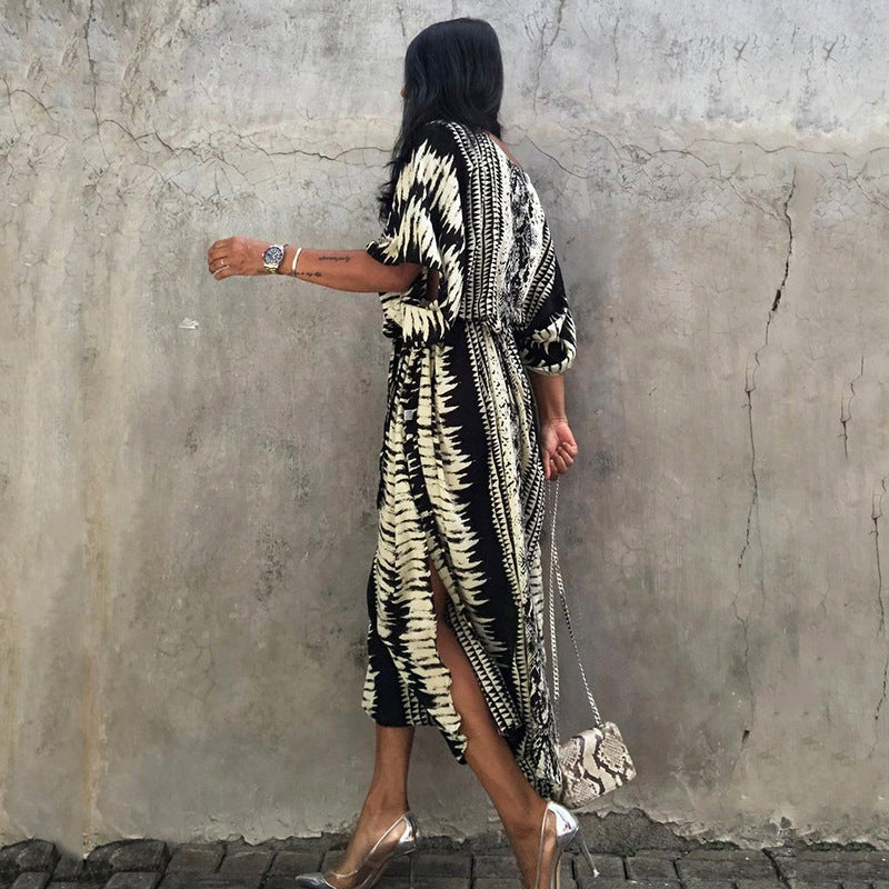 Rayon Snake Pattern Positioning Robe Sun Protection Beach Jacket Blouse Seaside Vacation Dress Women Bella Mia