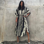 Rayon Snake Pattern Positioning Robe Sun Protection Beach Jacket Blouse Seaside Vacation Dress Women Bella Mia