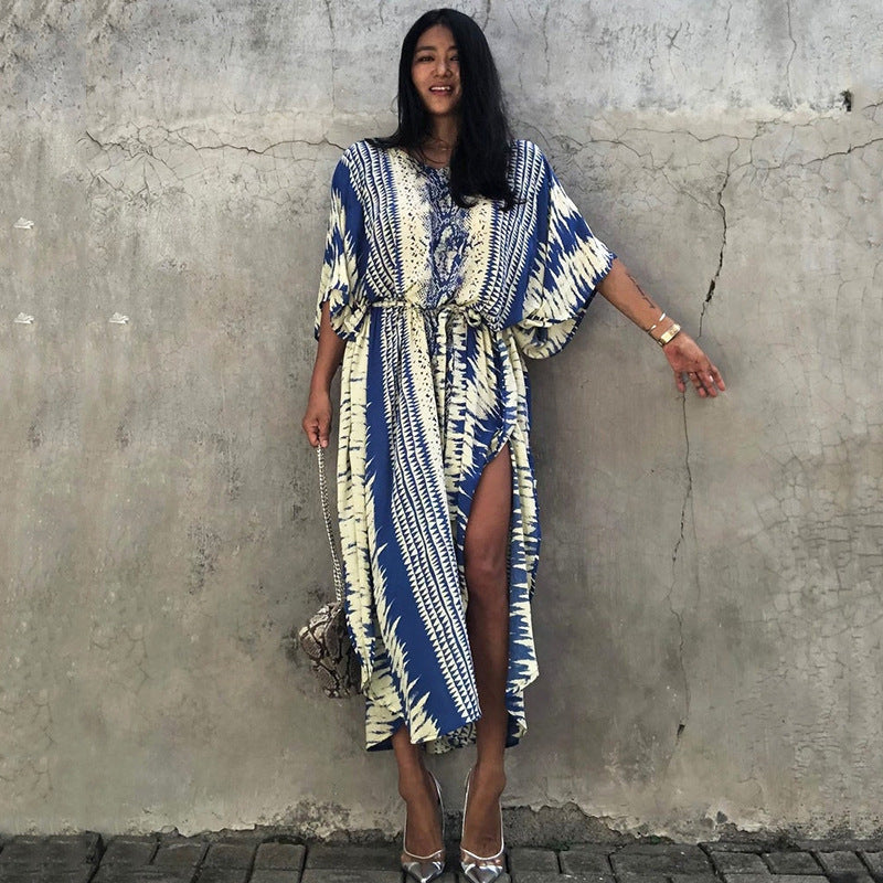 Rayon Snake Pattern Positioning Robe Sun Protection Beach Jacket Blouse Seaside Vacation Dress Women Bella Mia