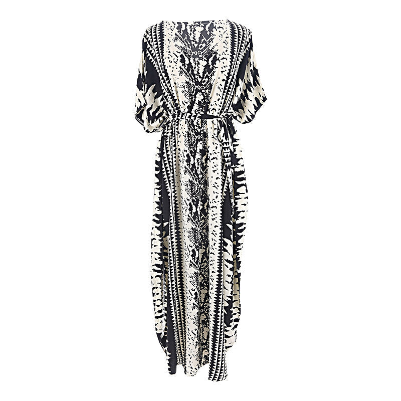 Rayon Snake Pattern Positioning Robe Sun Protection Beach Jacket Blouse Seaside Vacation Dress Women Bella Mia