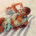 bikini Split Bikini Swimsuit Women Ruffled High Waist with Straps Bella Mia